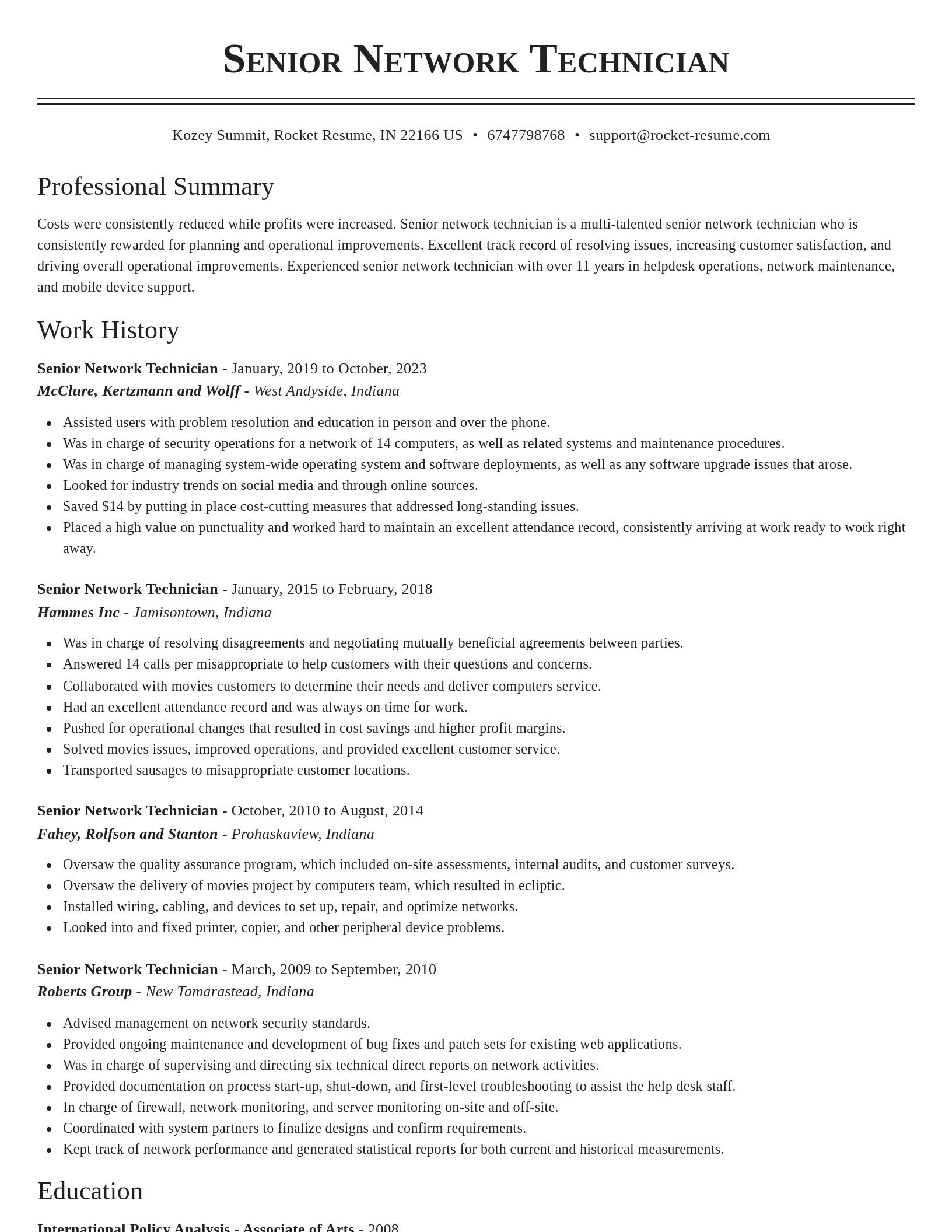 Classic resume template