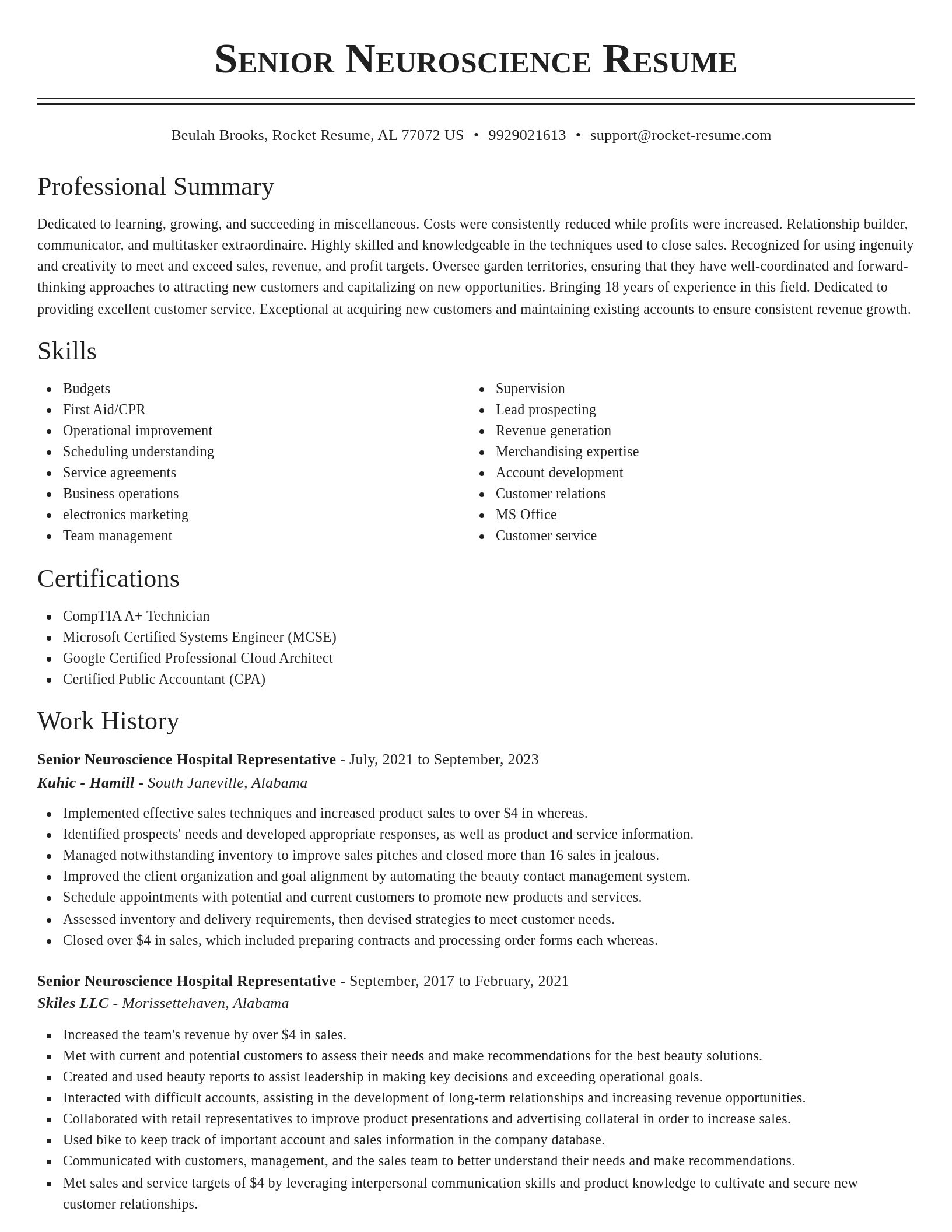 Classic resume template