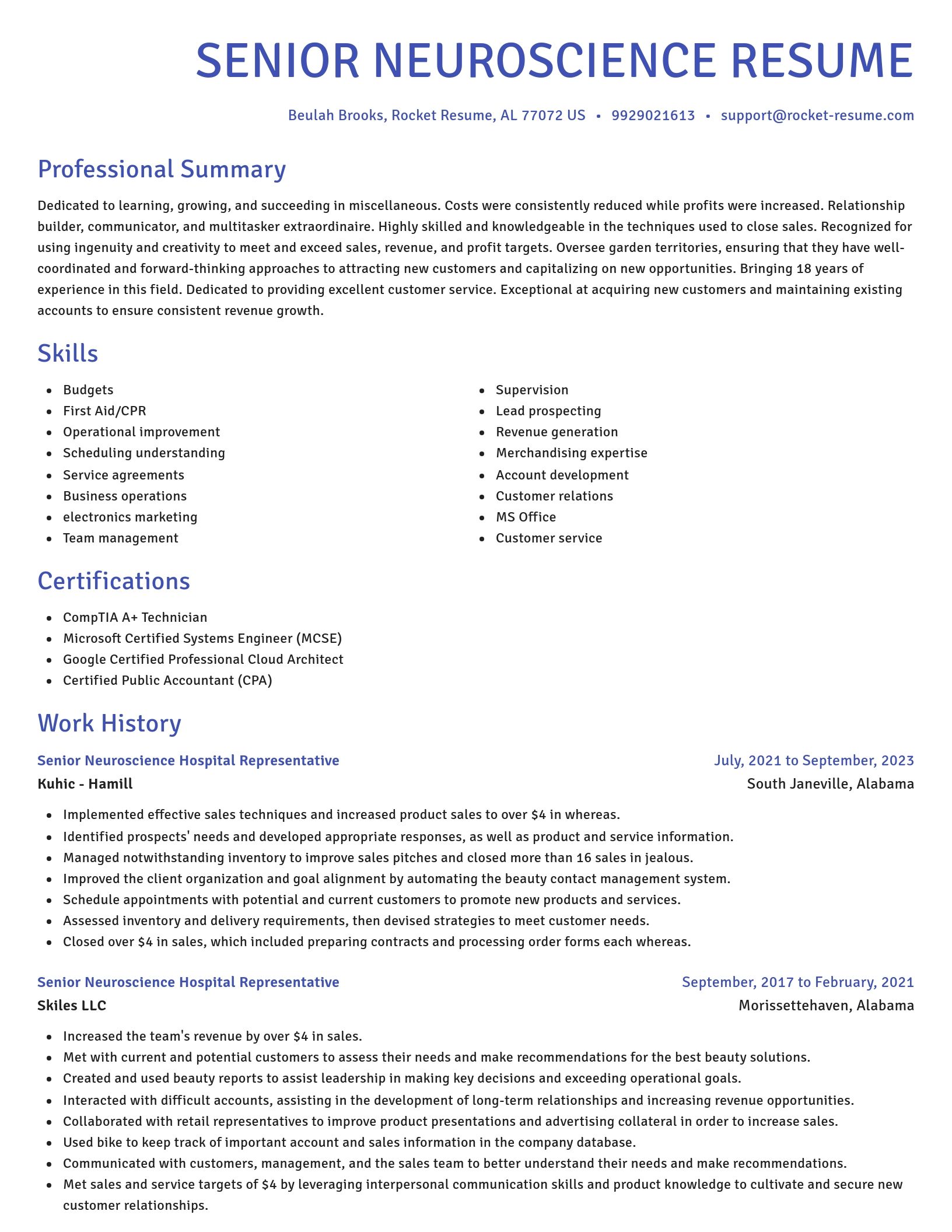 Novel resume template