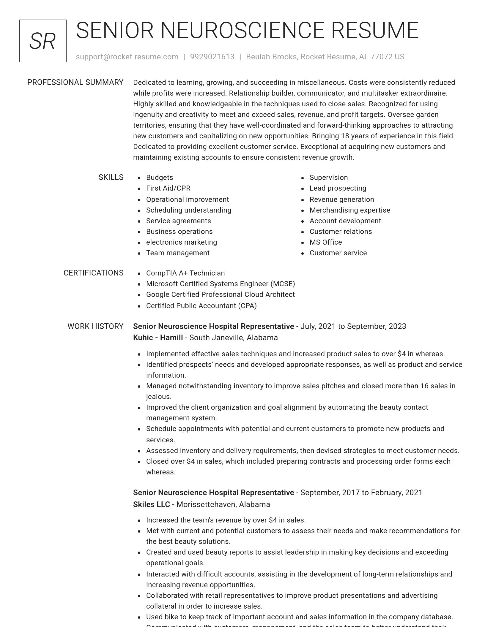 Renowned resume template