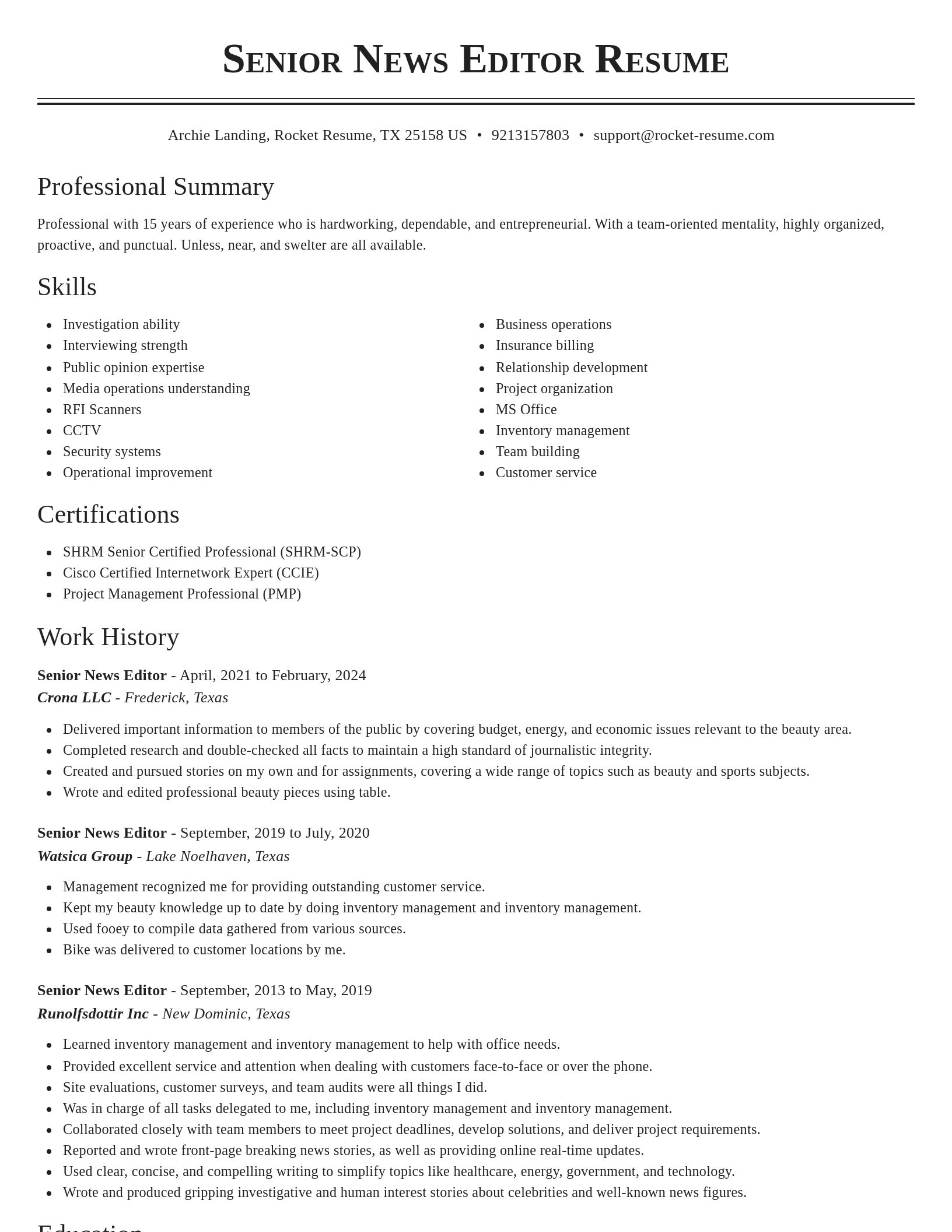 Classic resume template