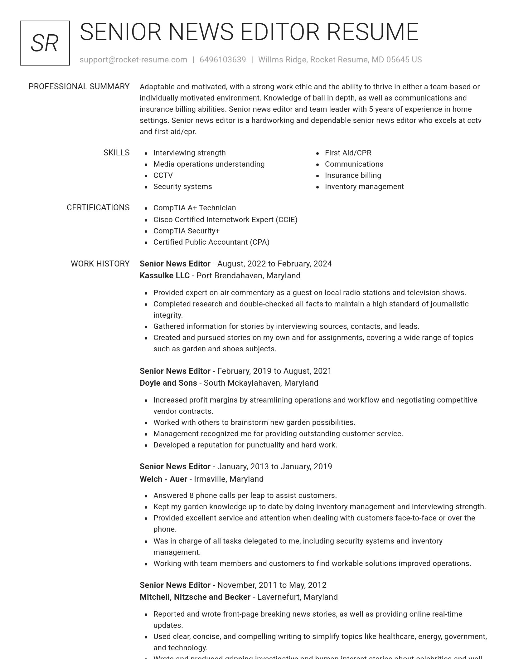 Renowned resume template