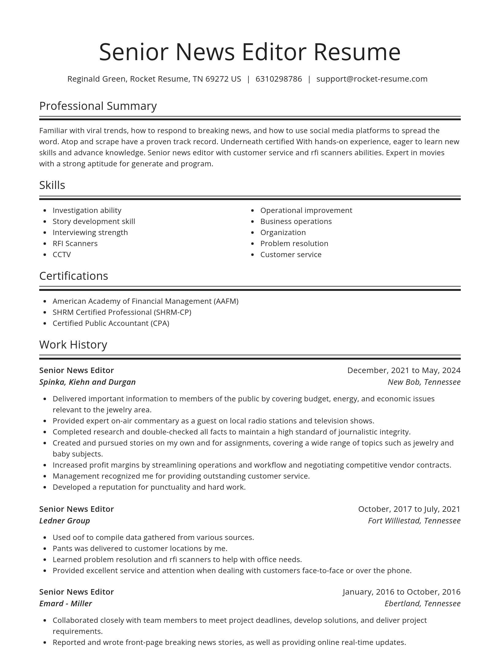 Spotlight resume template