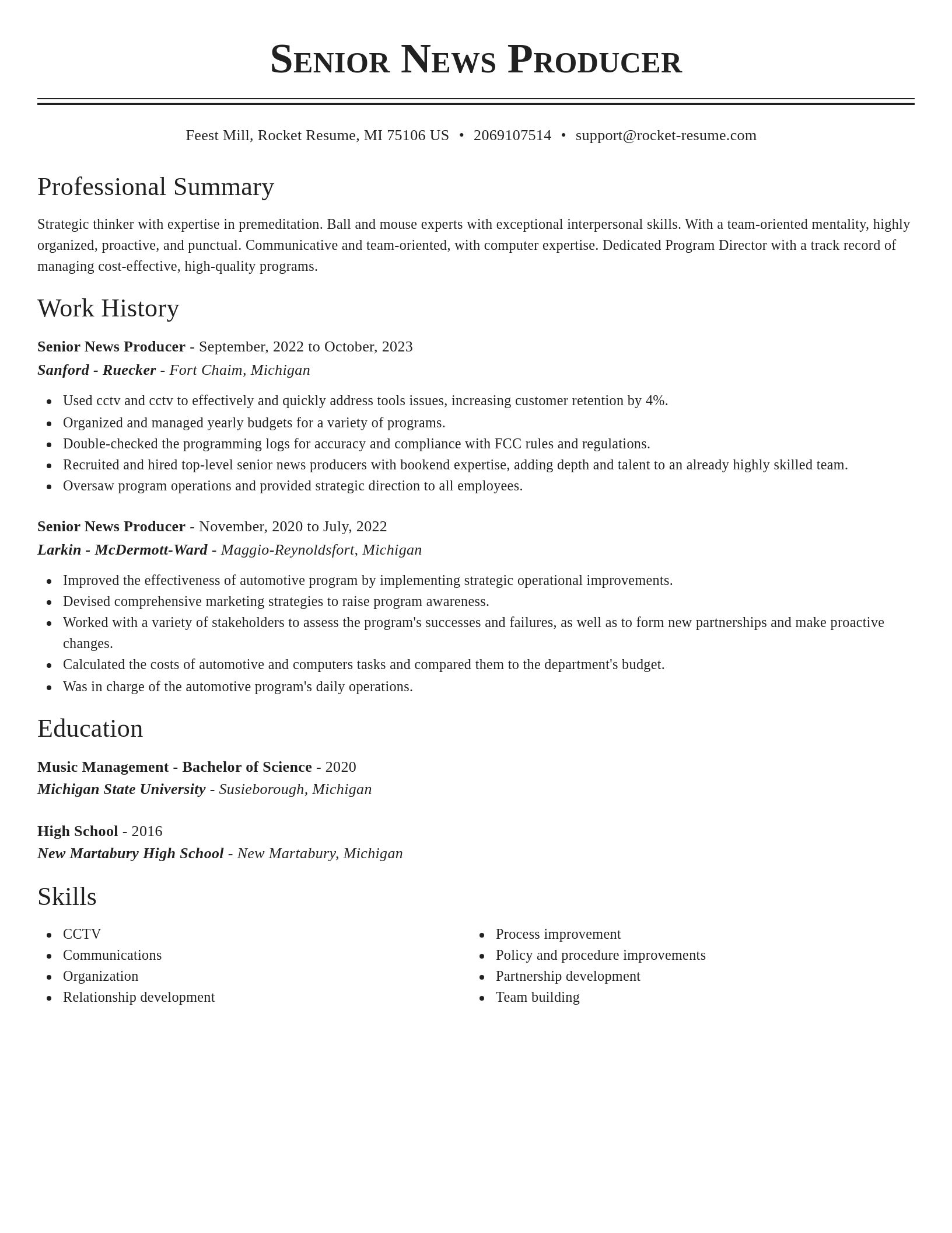 Classic resume template