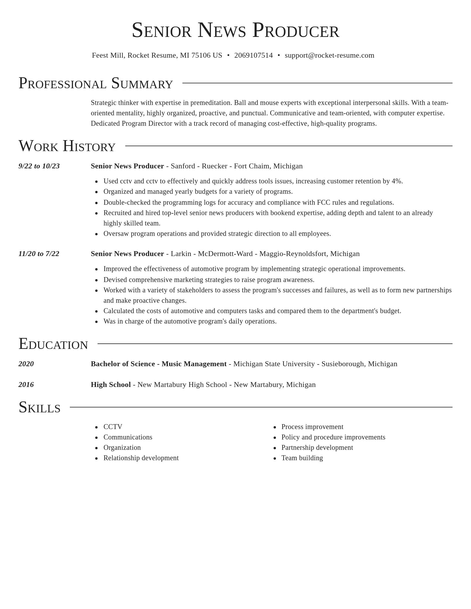 Director resume template