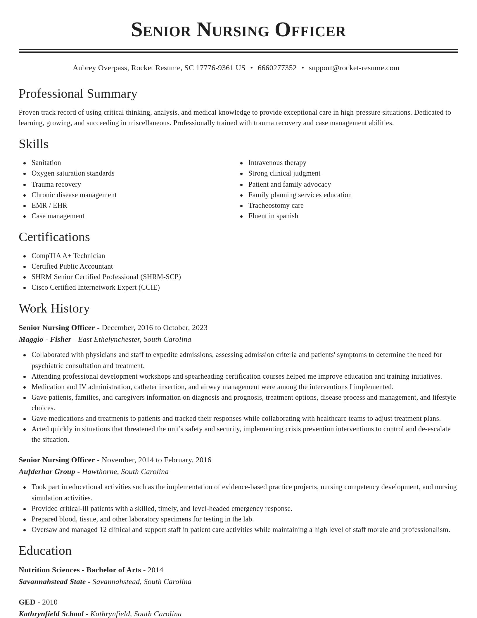 Classic resume template