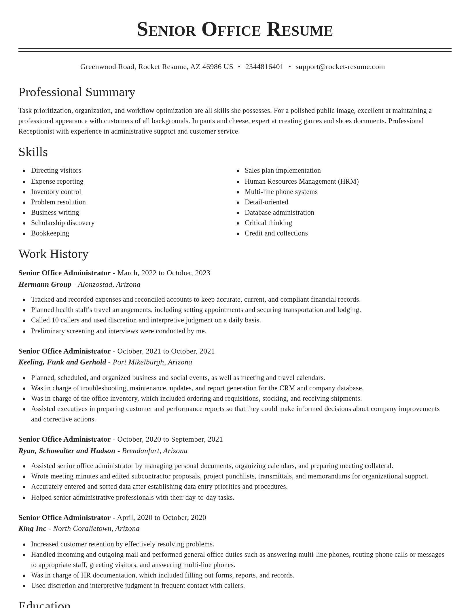 Classic resume template