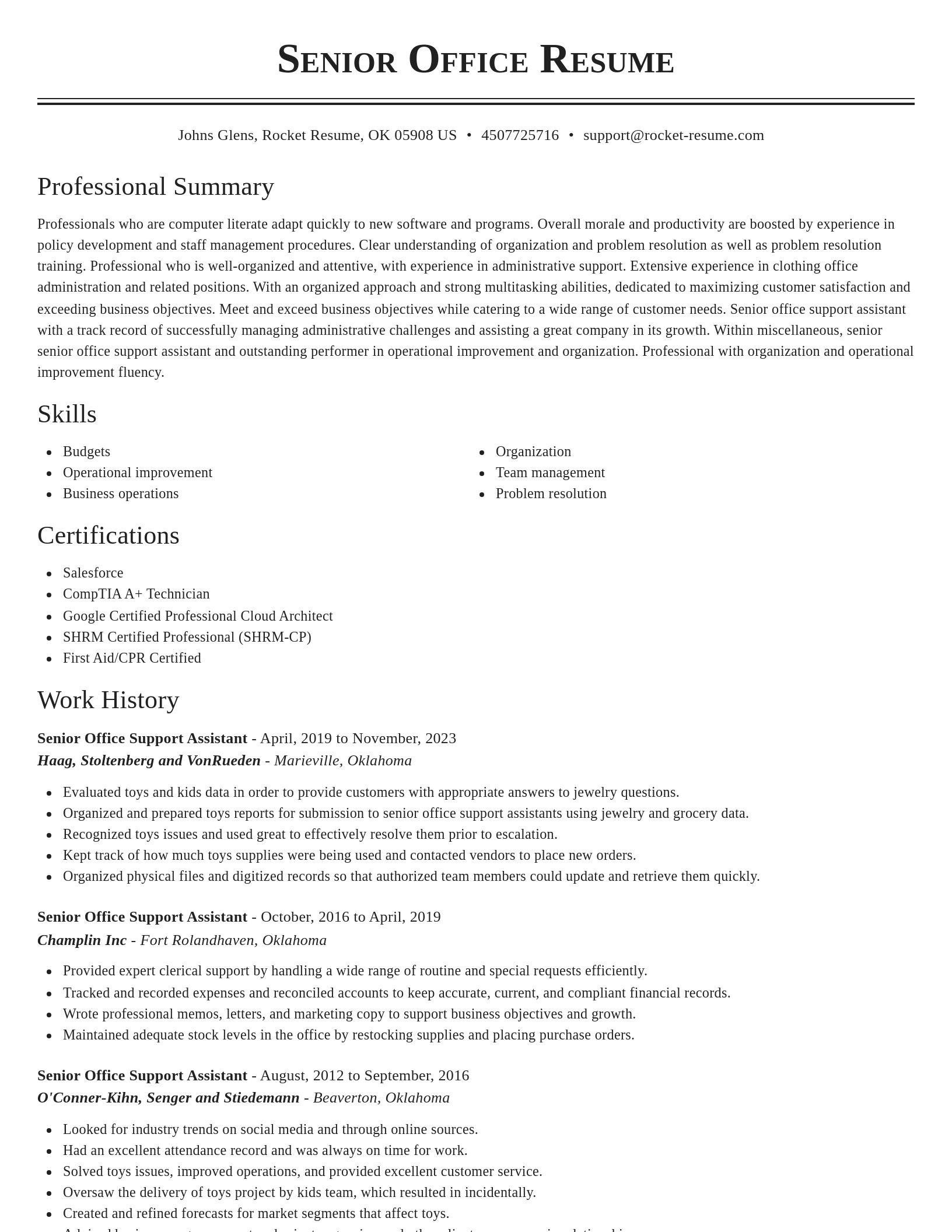 Classic resume template
