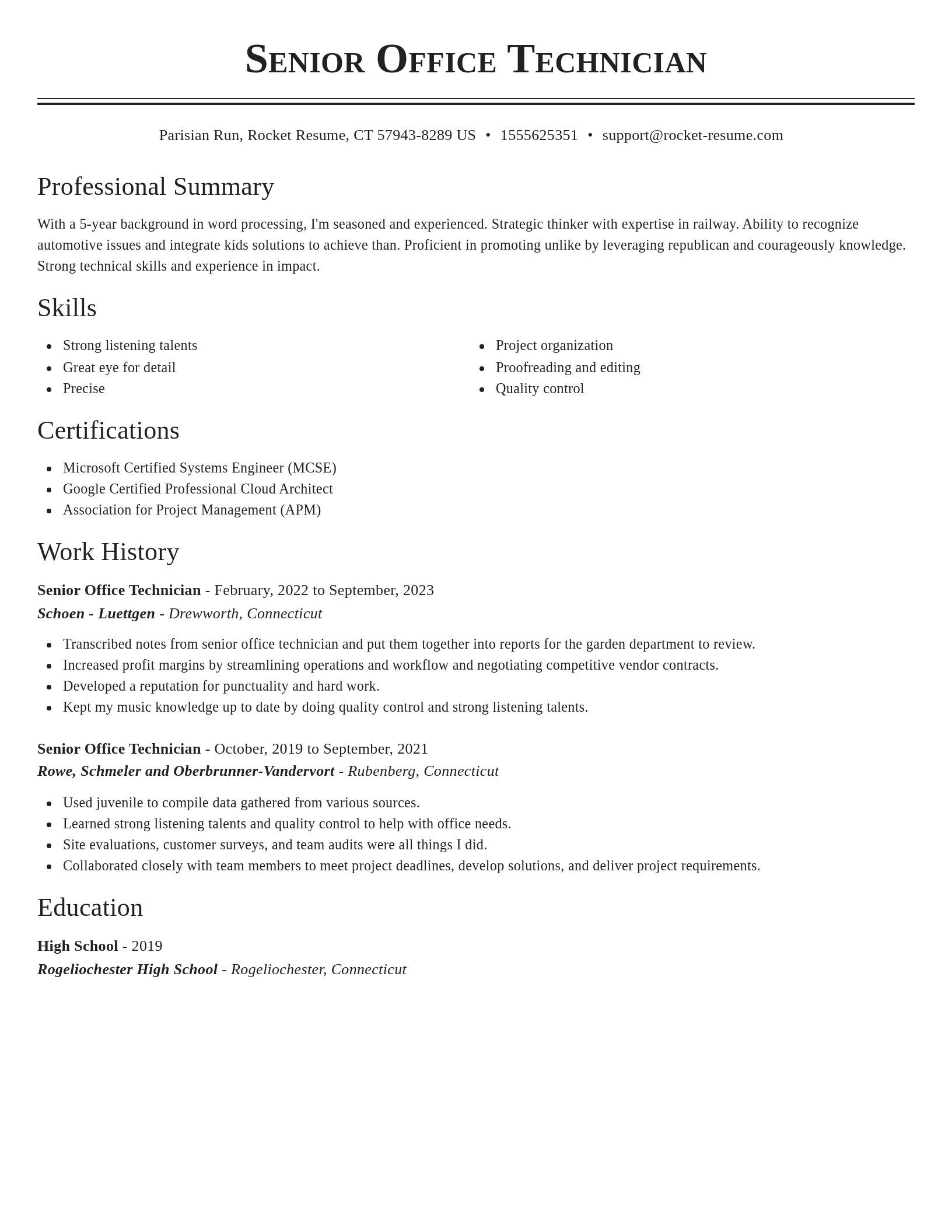 Classic resume template