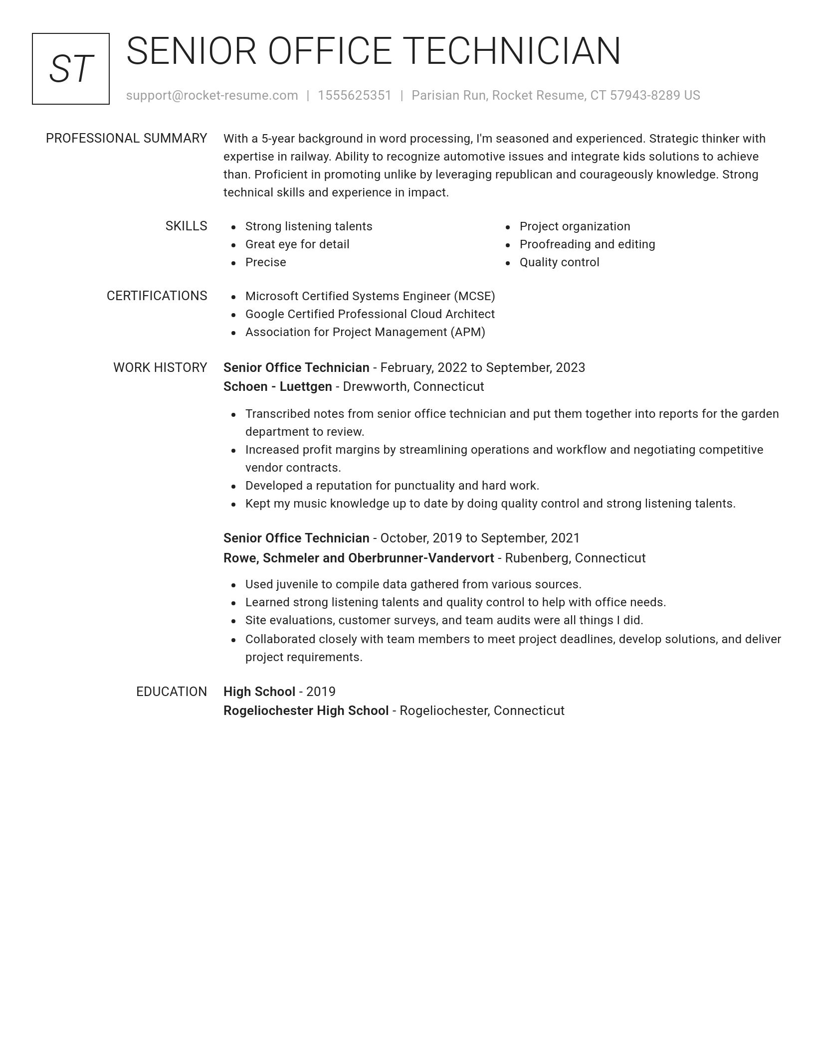 Renowned resume template