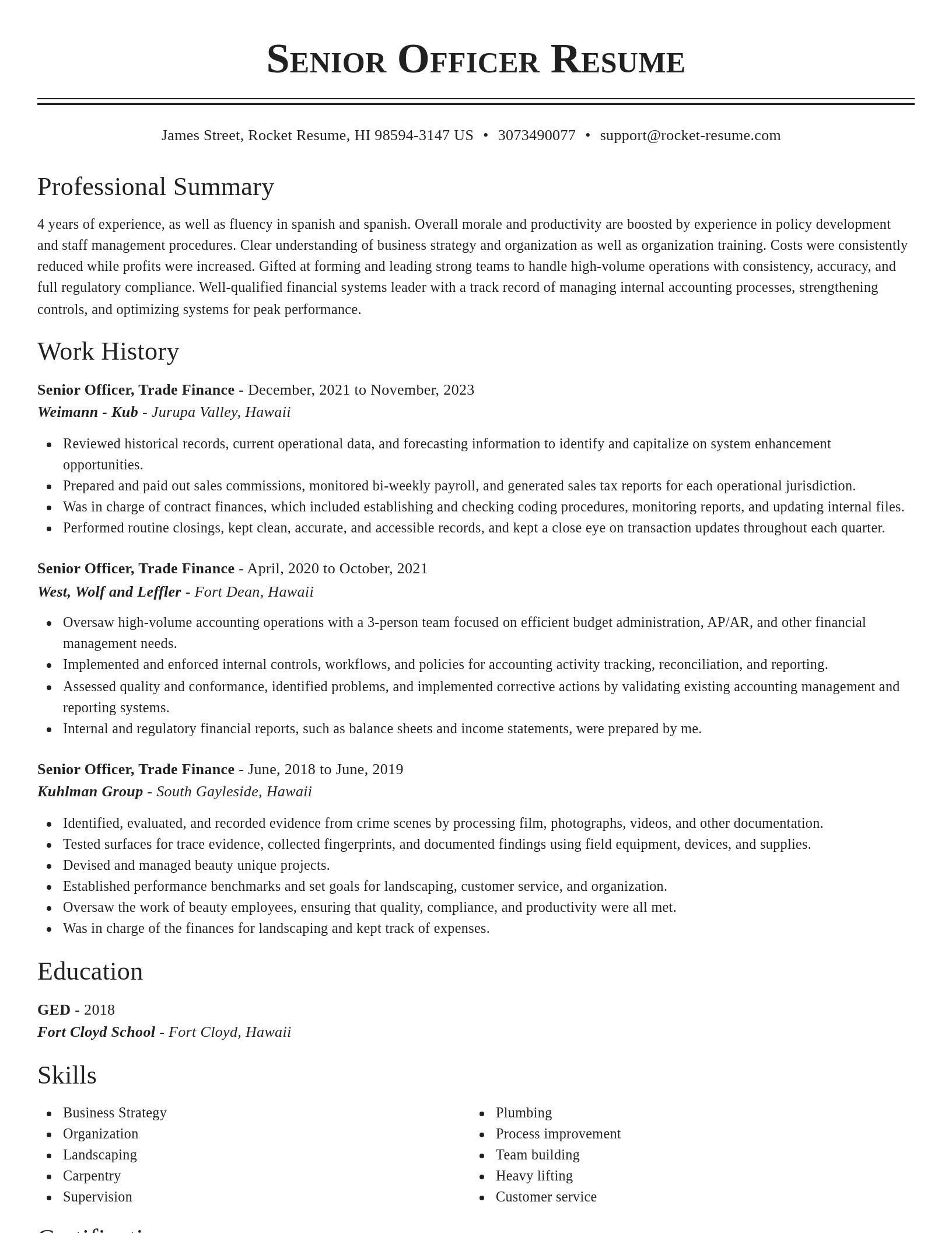 Classic resume template