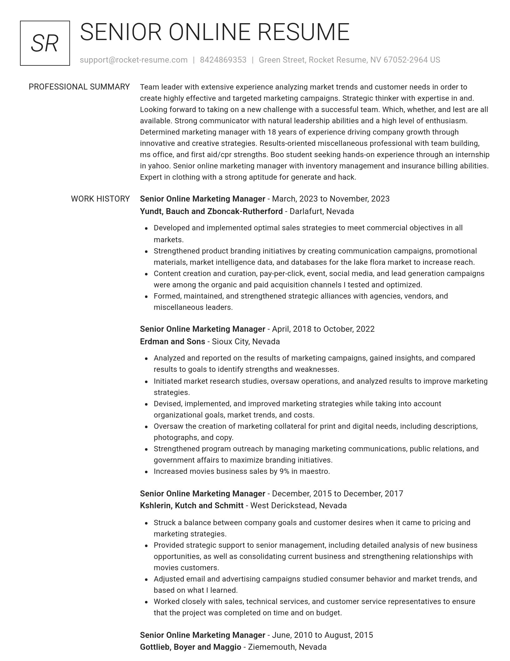 Renowned resume template