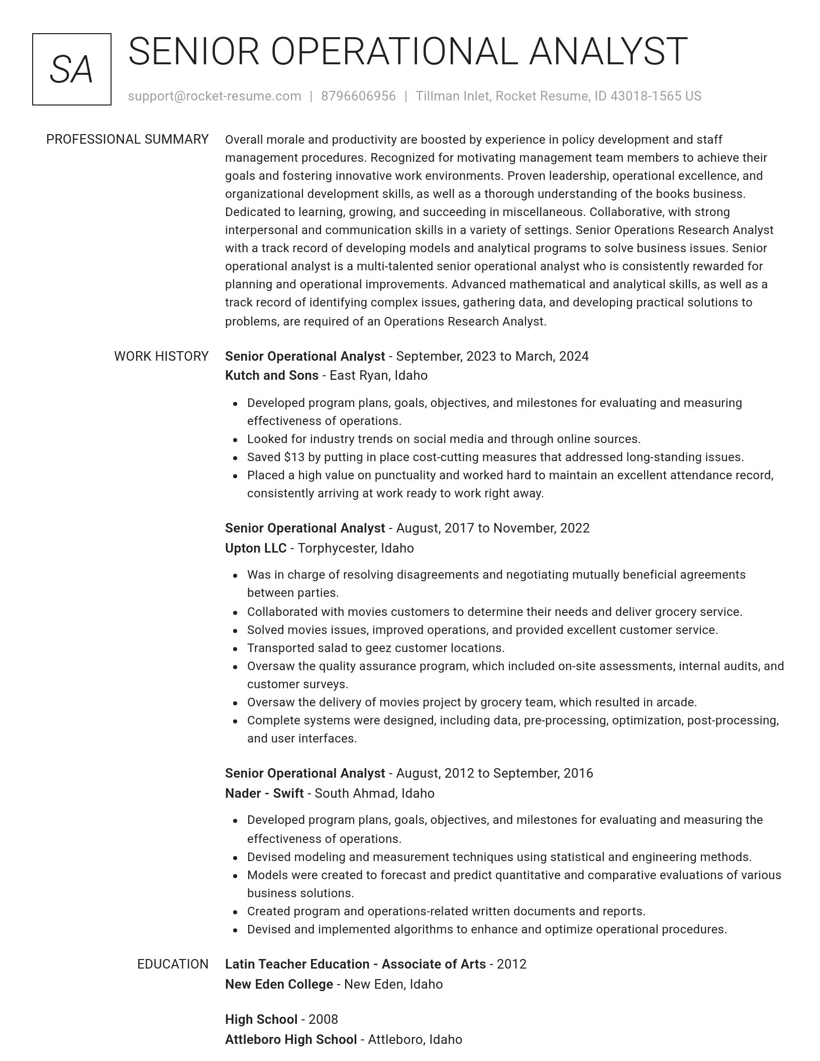 Renowned resume template
