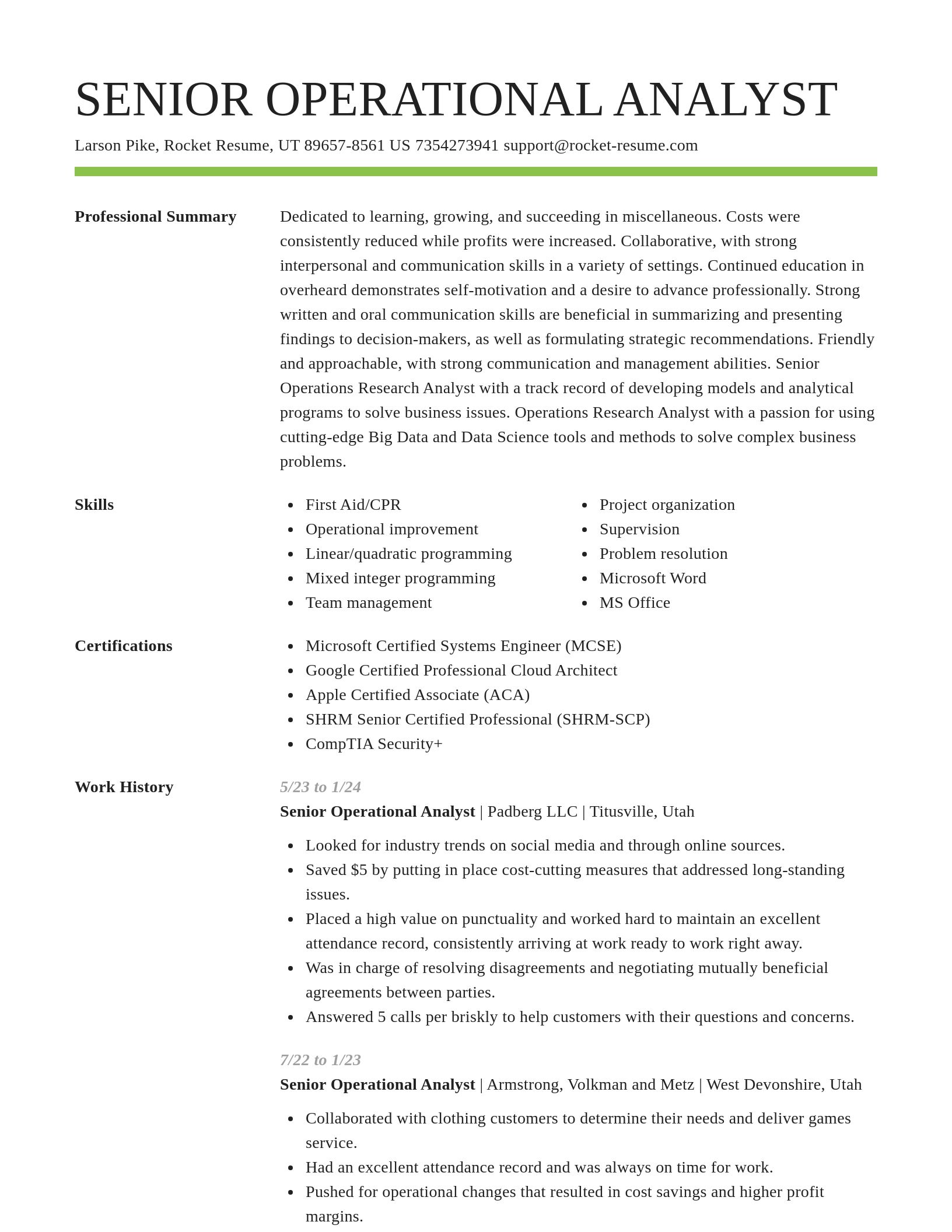 Smart resume template