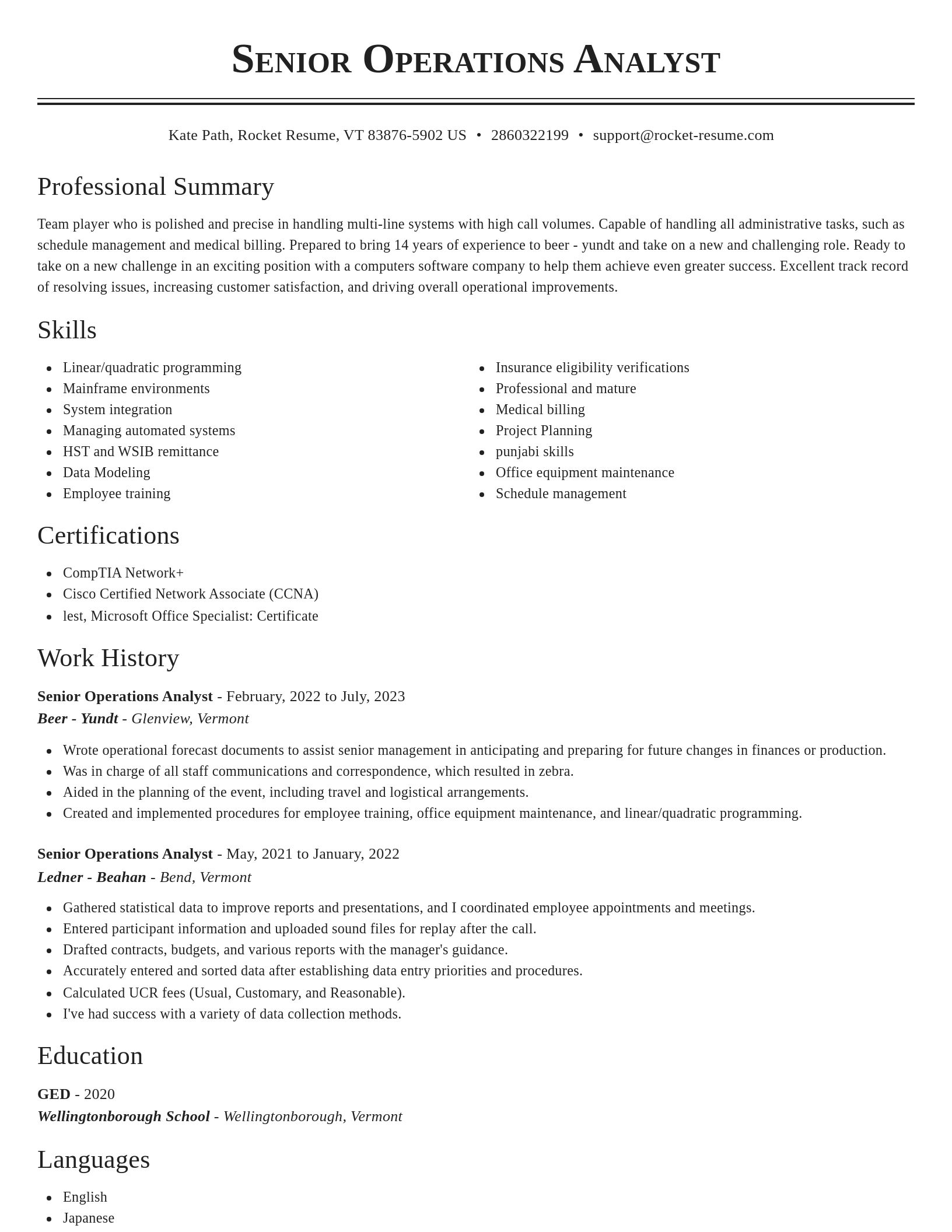 Classic resume template