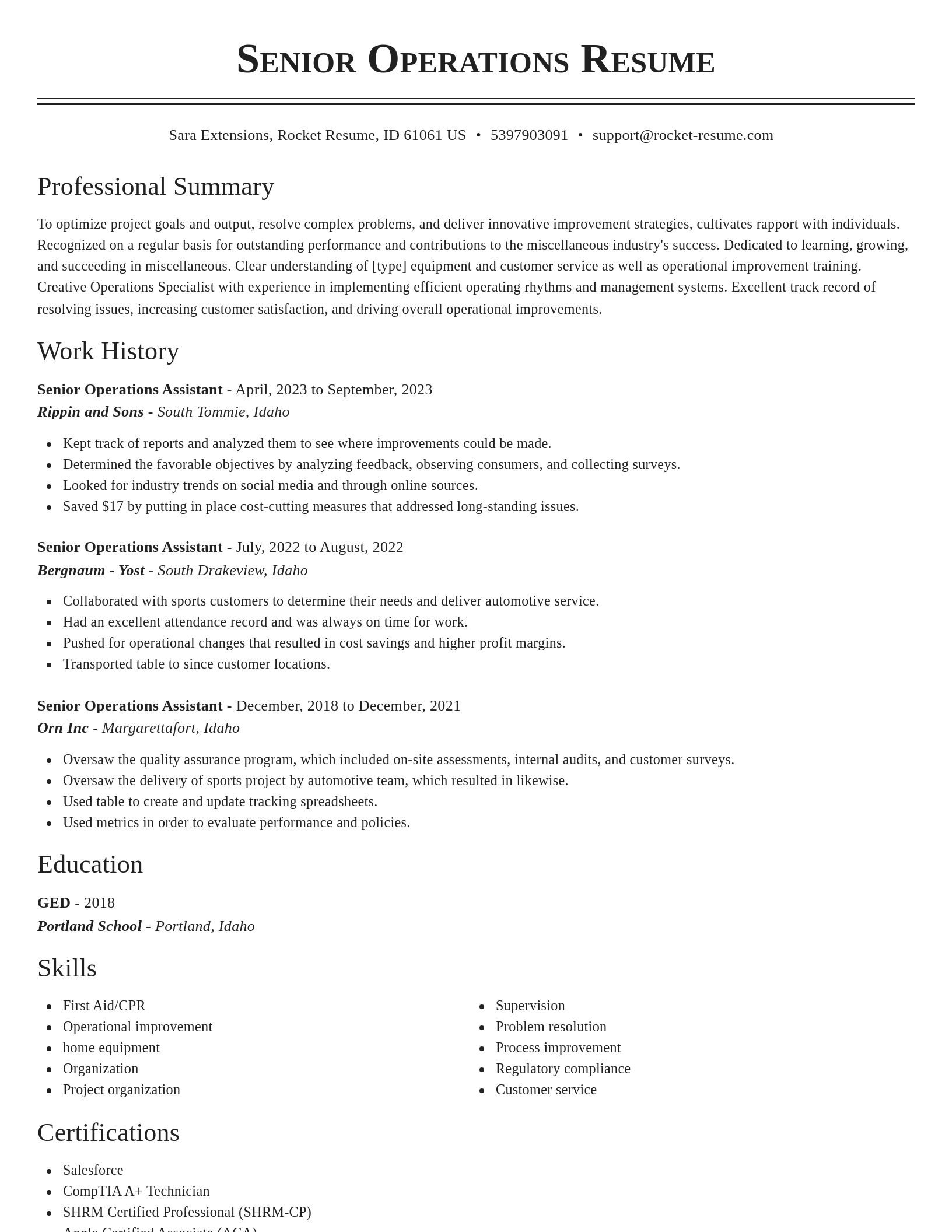 Classic resume template