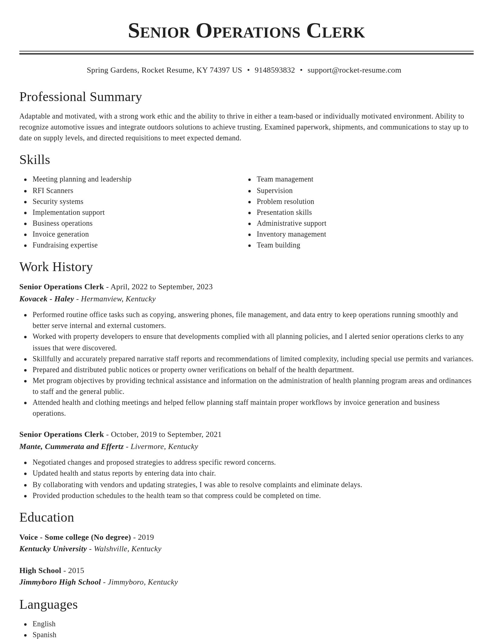 Classic resume template