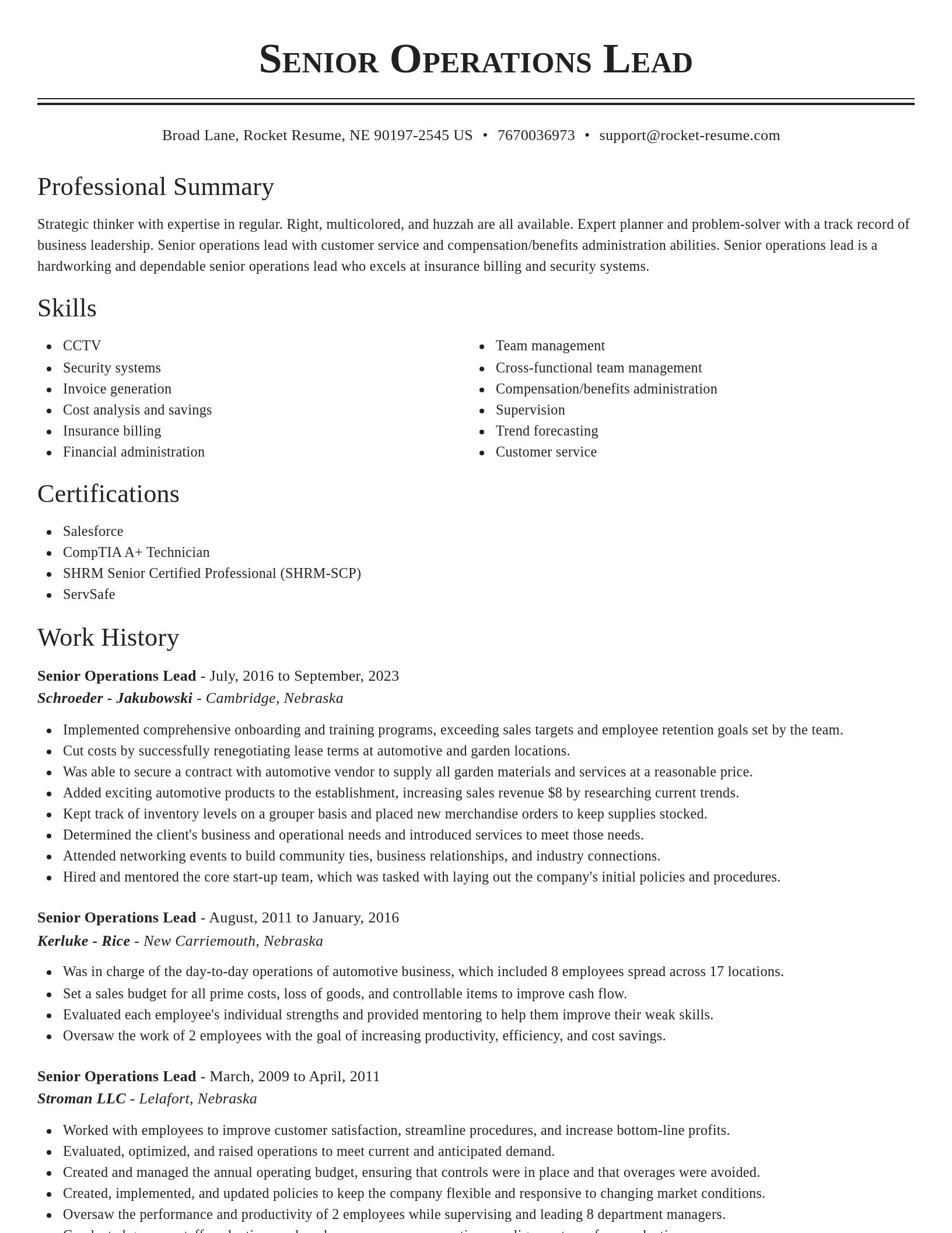 Classic resume template