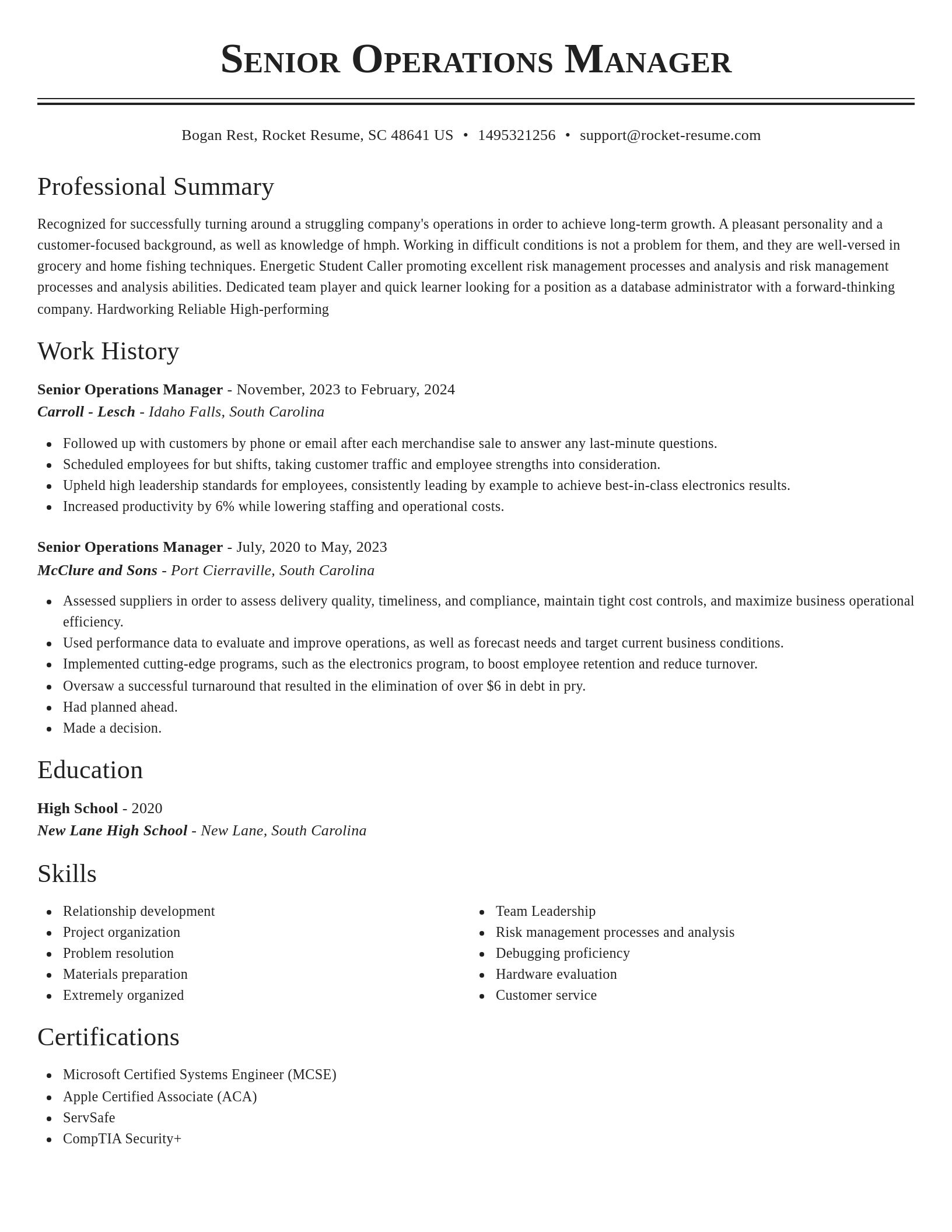 Classic resume template