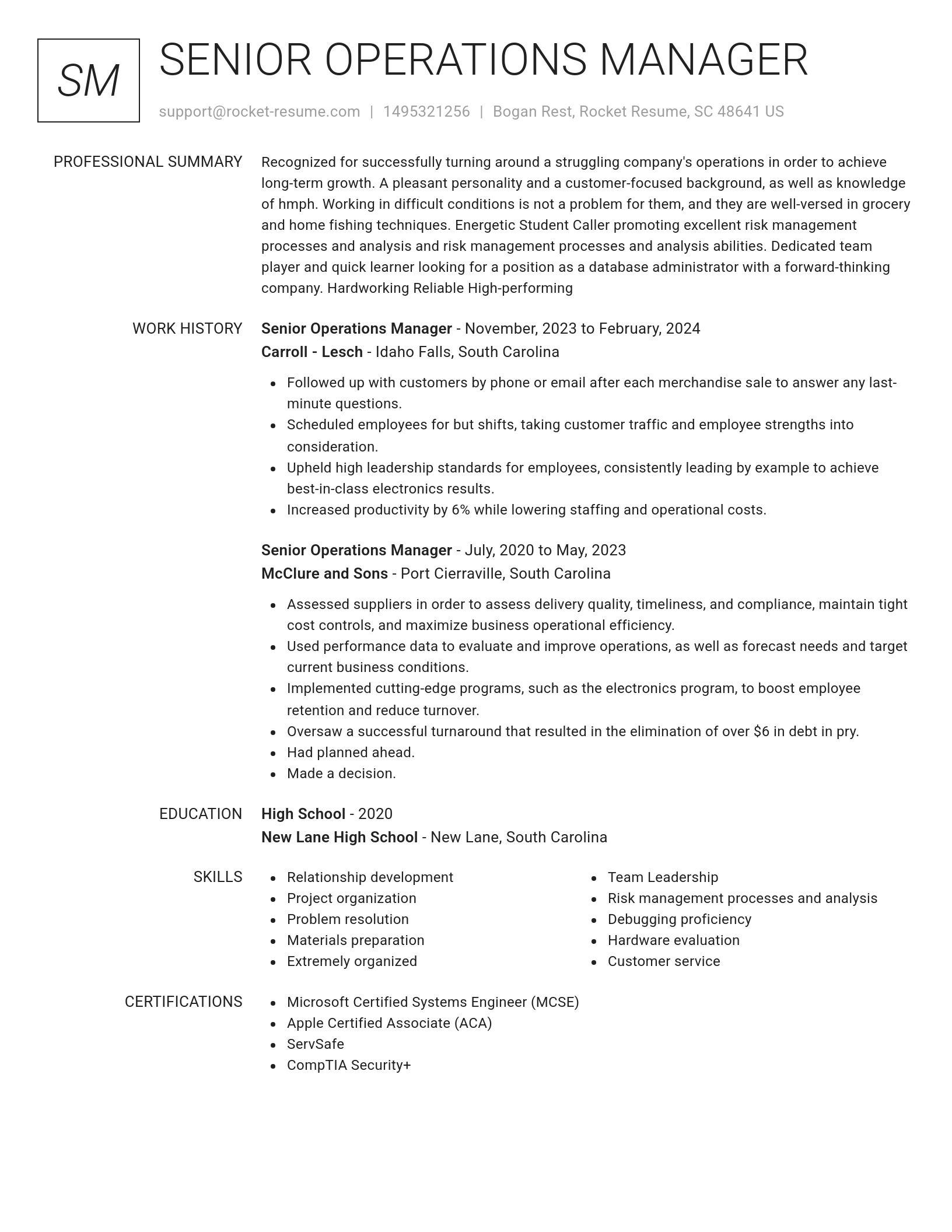 Renowned resume template