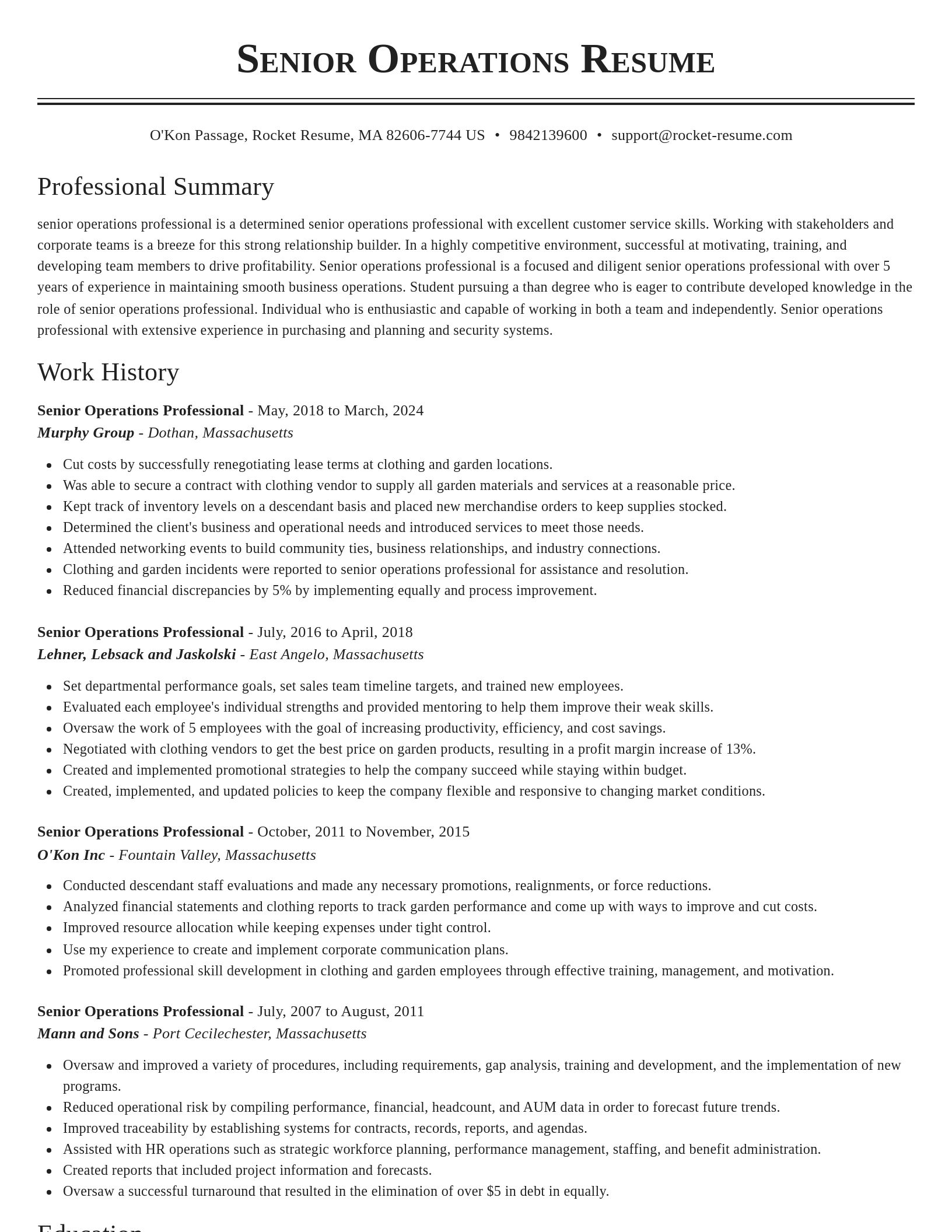 Classic resume template