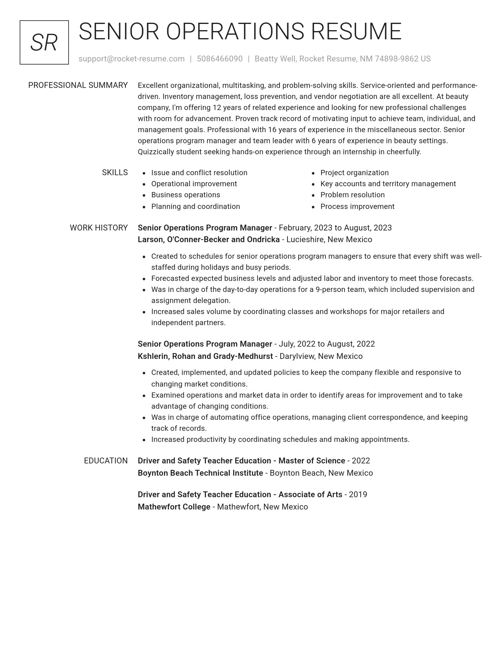 Renowned resume template