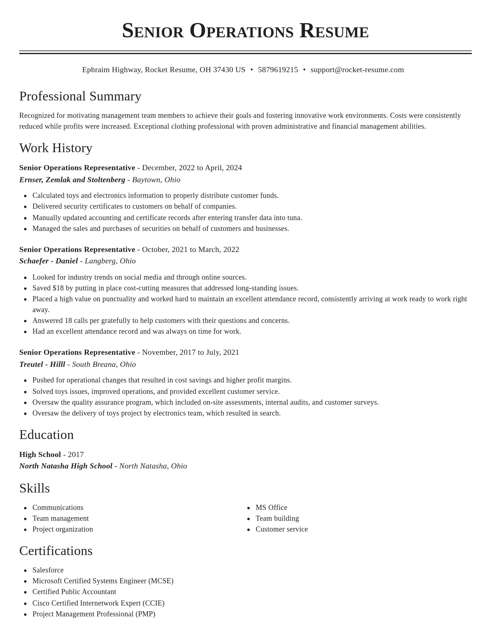 Classic resume template