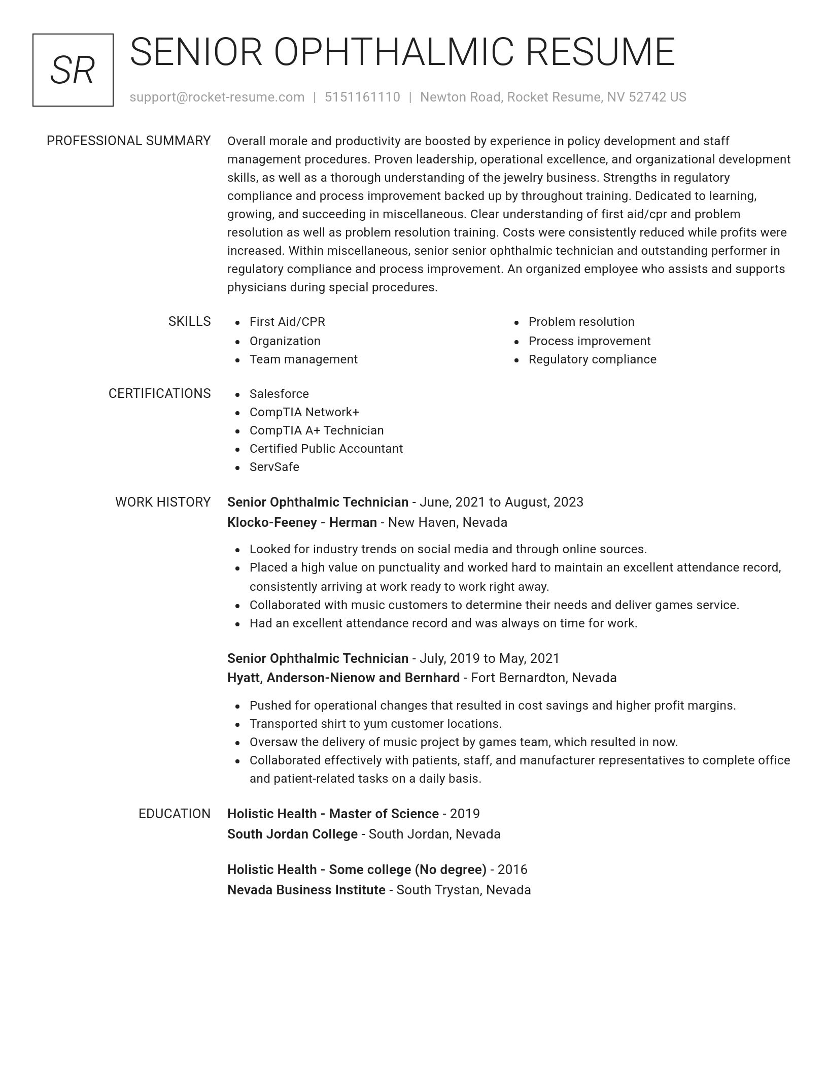 Renowned resume template