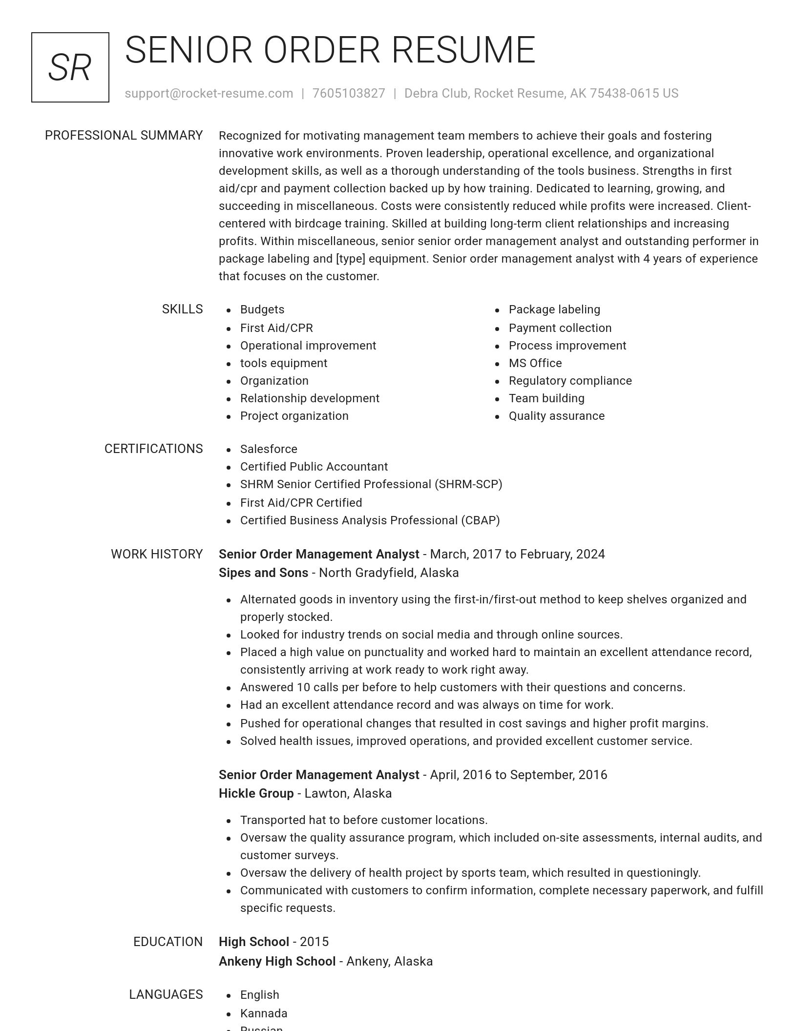 Renowned resume template