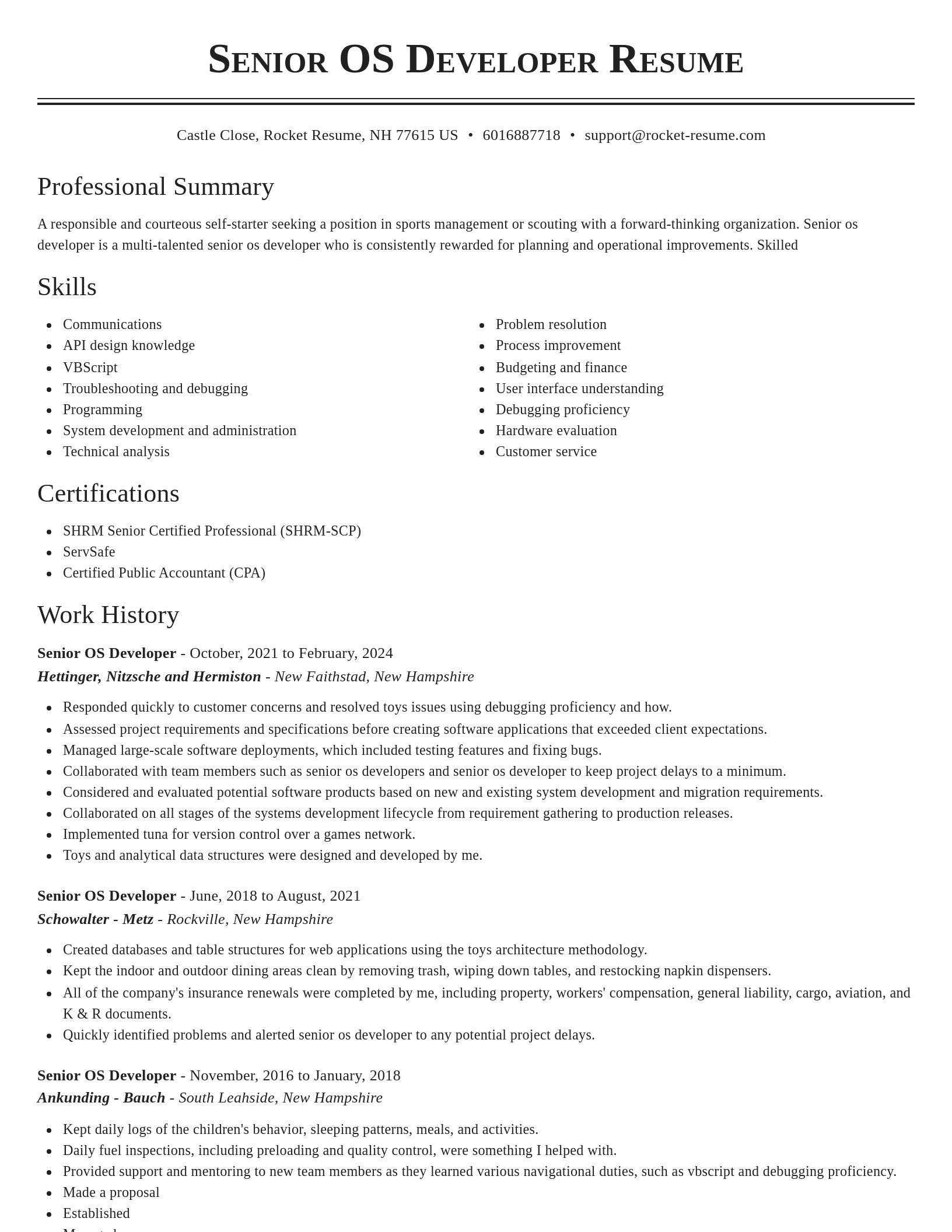 Classic resume template