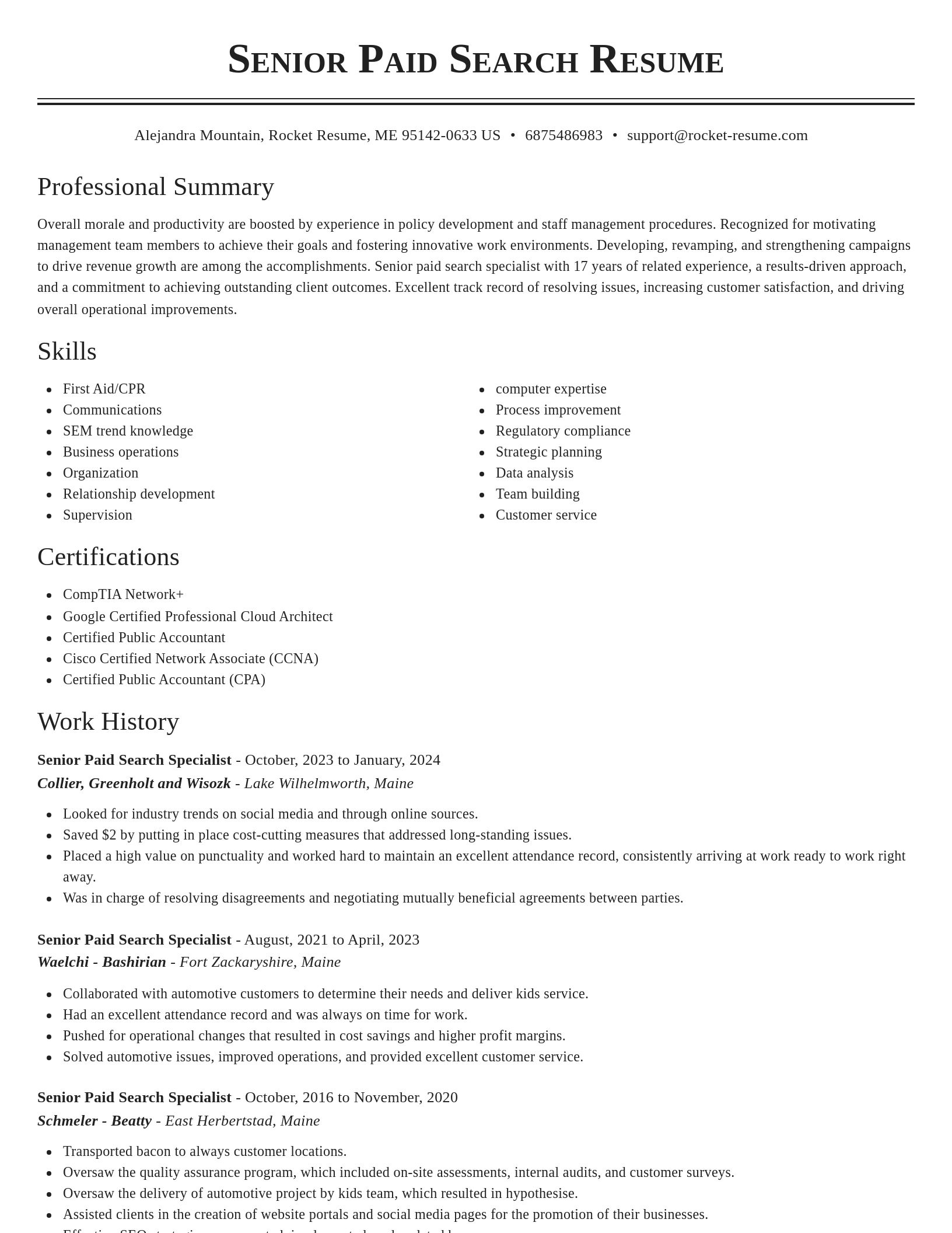 Classic resume template