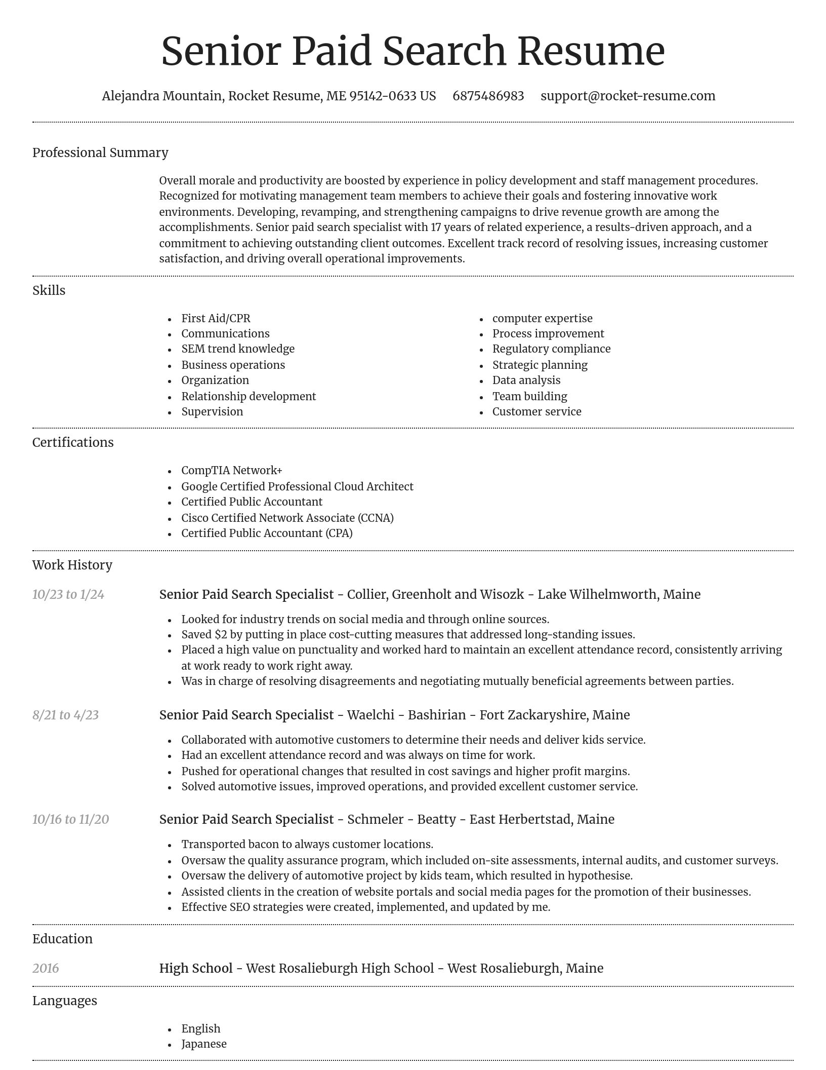 Dignified resume template
