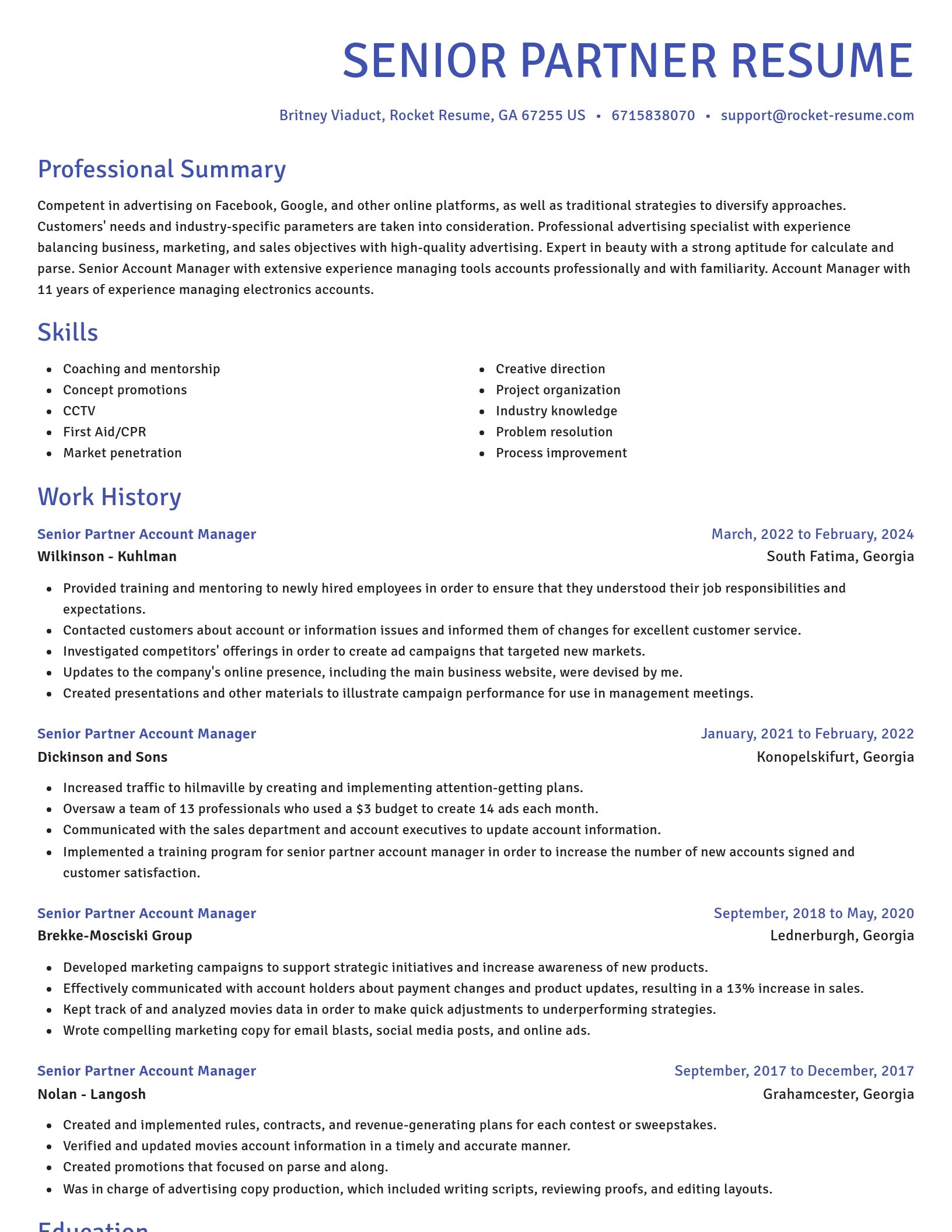 Novel resume template