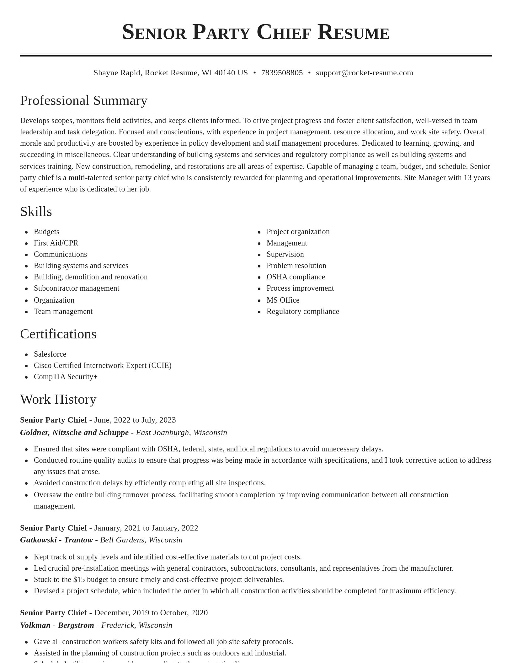 Classic resume template