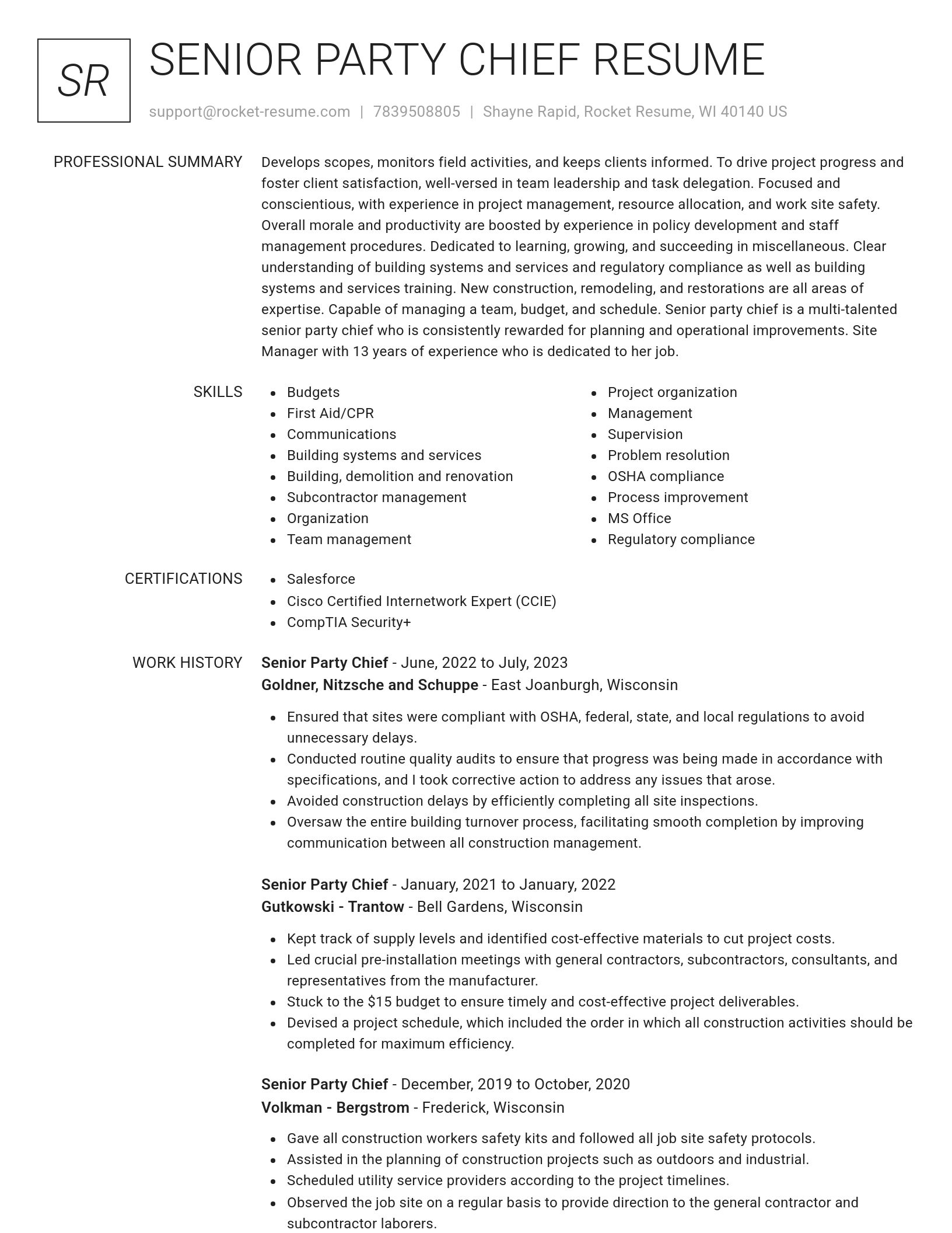 Renowned resume template