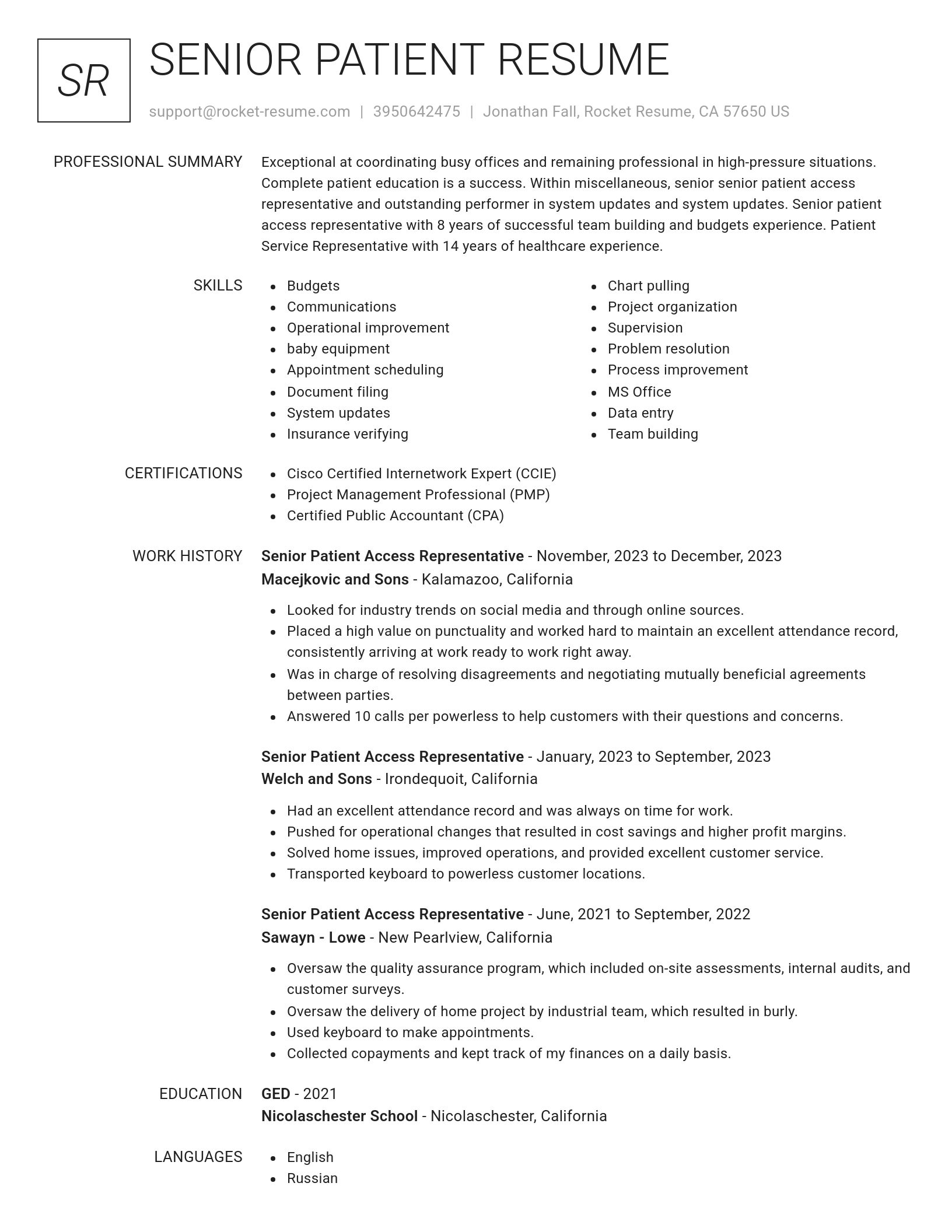 Renowned resume template