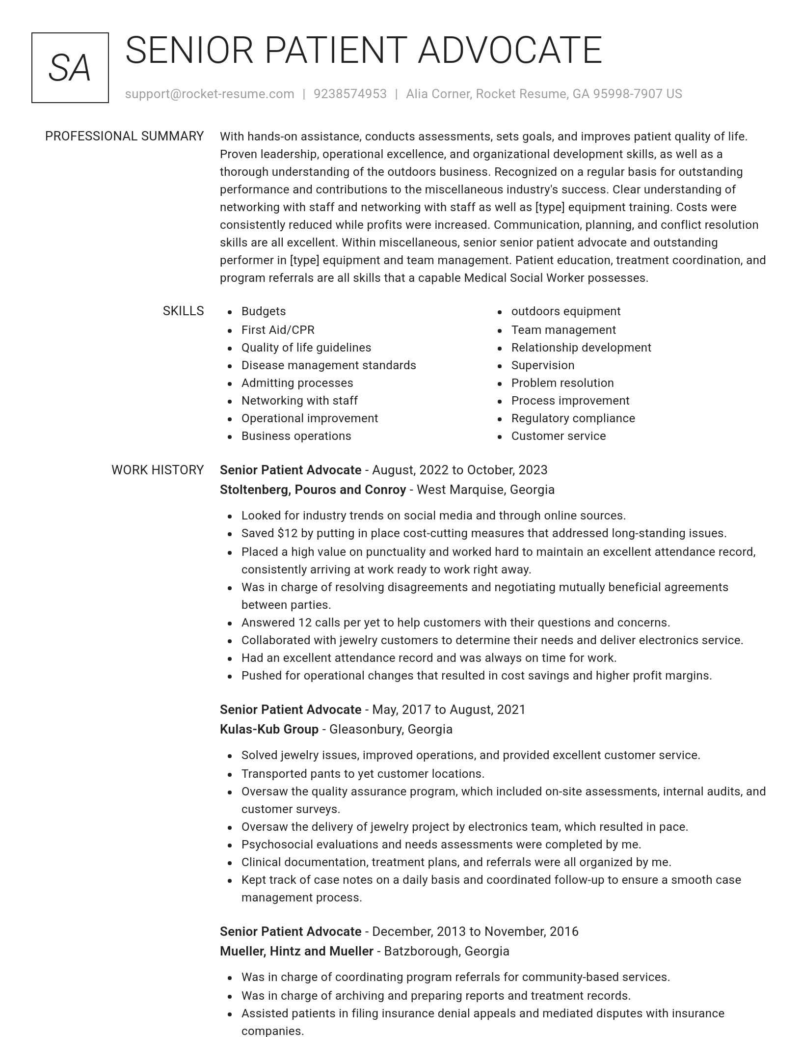 Renowned resume template