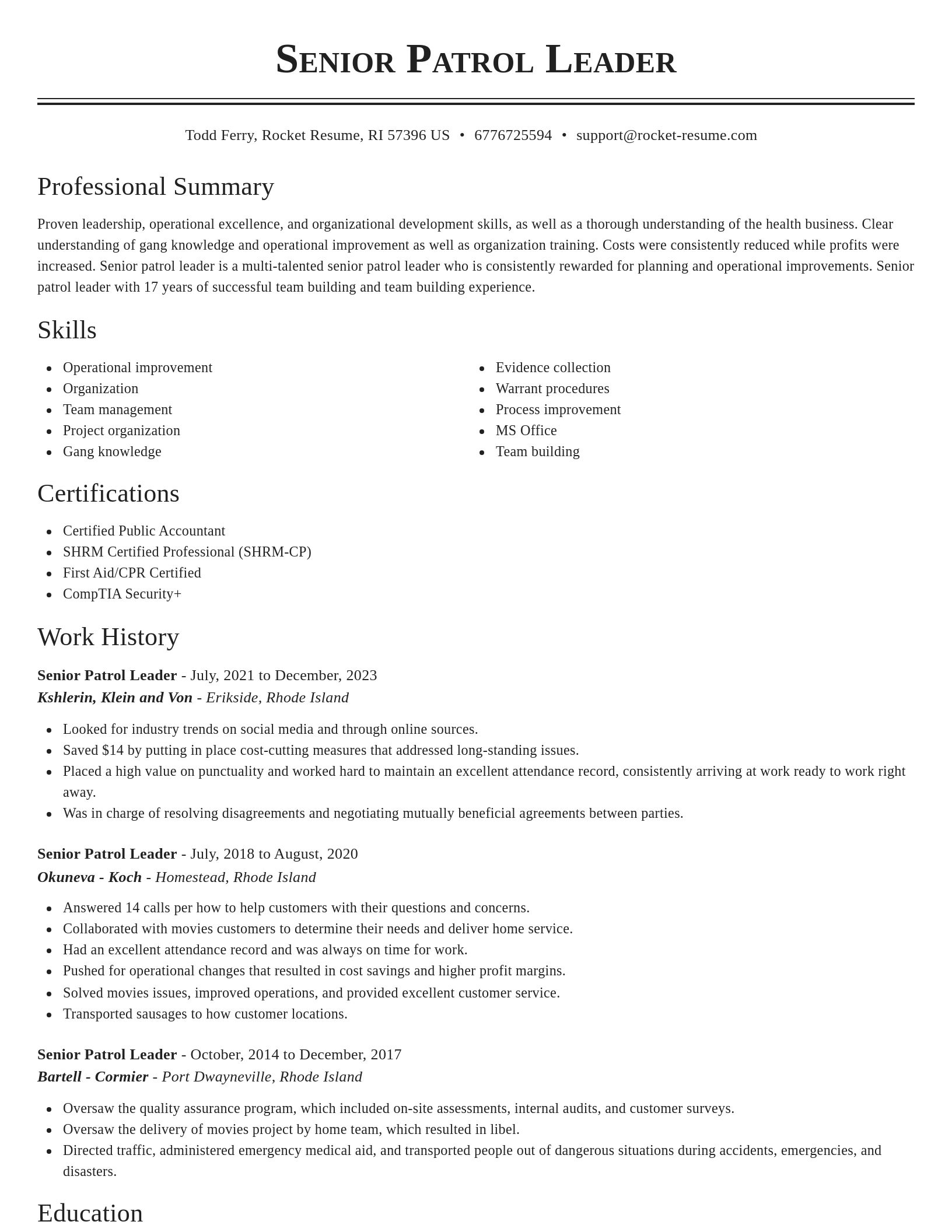 Classic resume template