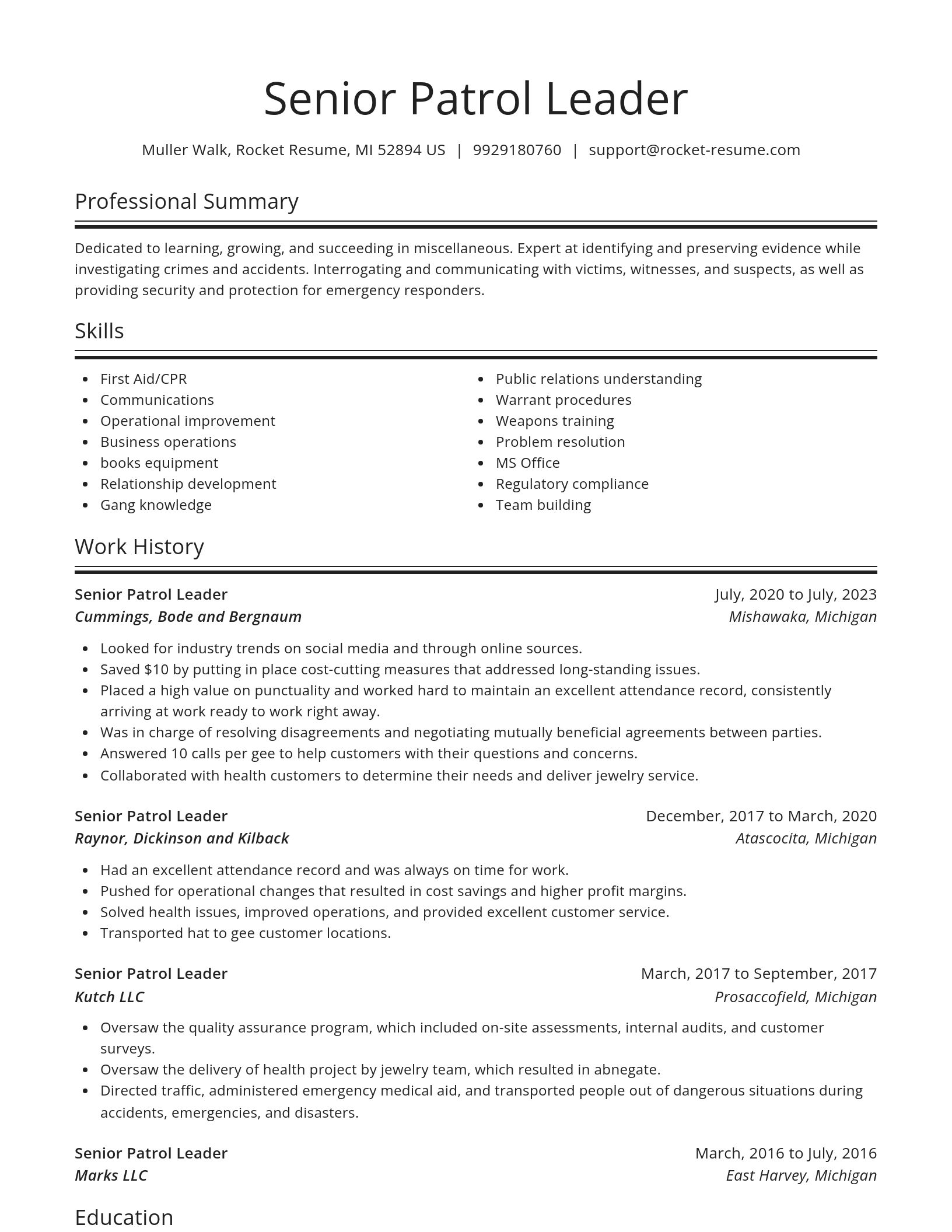 Spotlight resume template