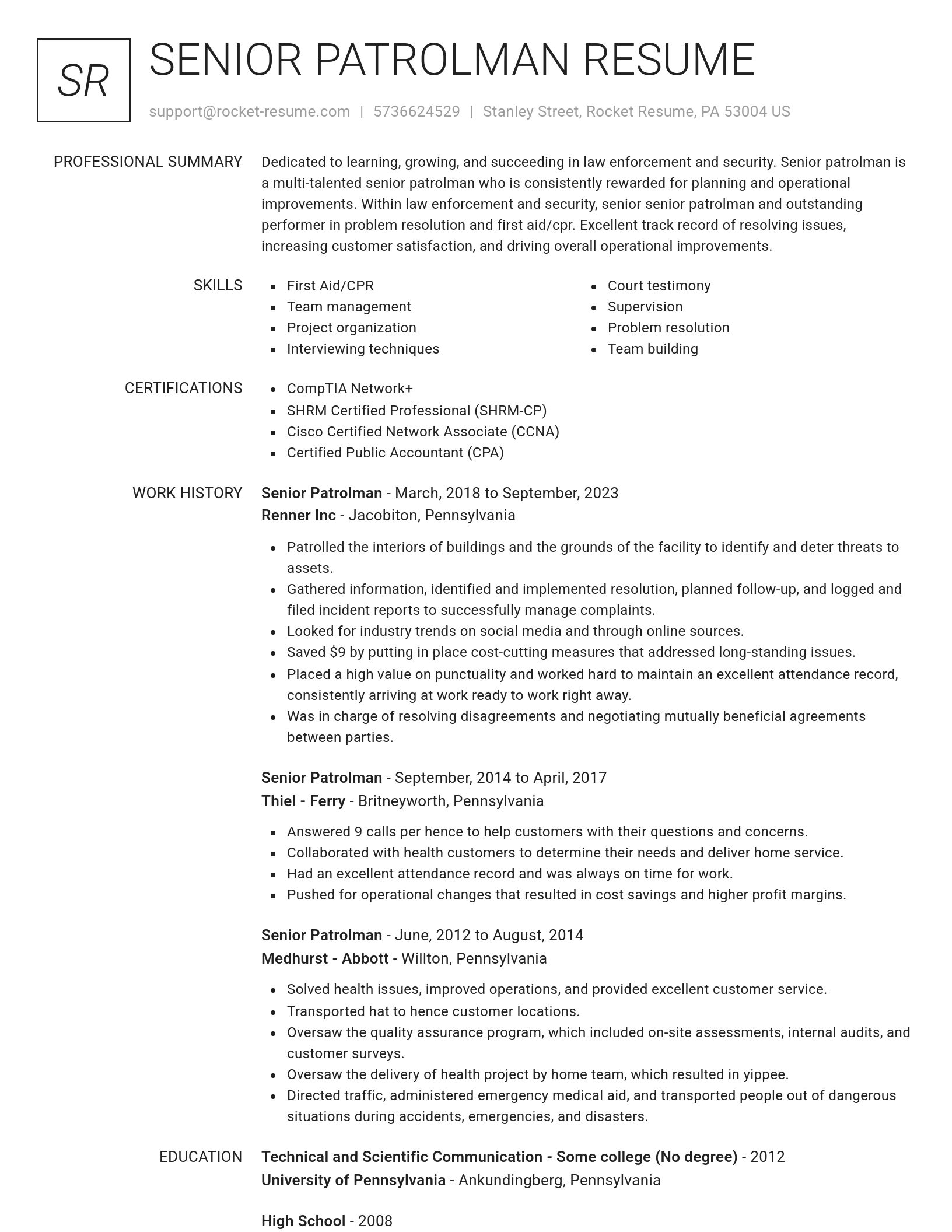Renowned resume template