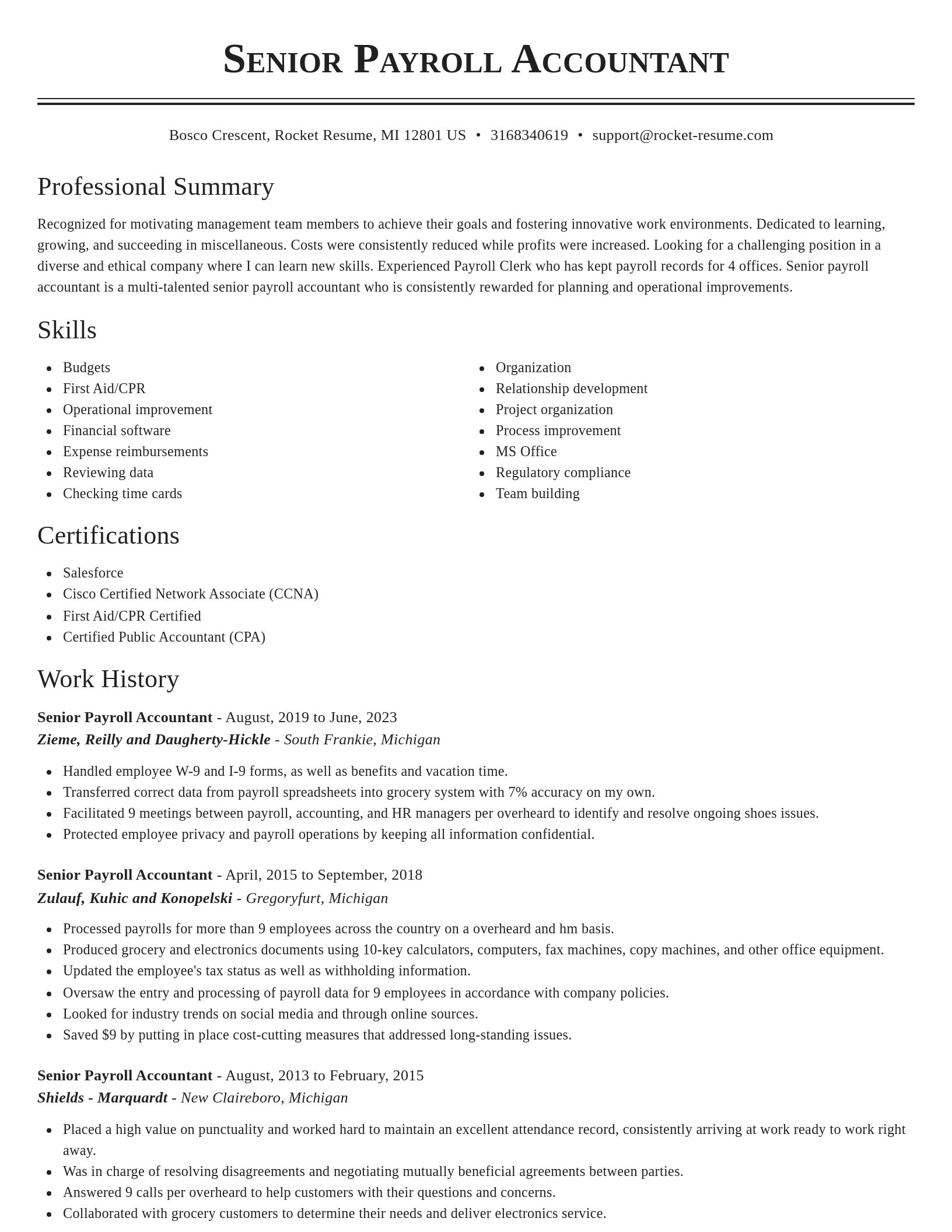 Classic resume template