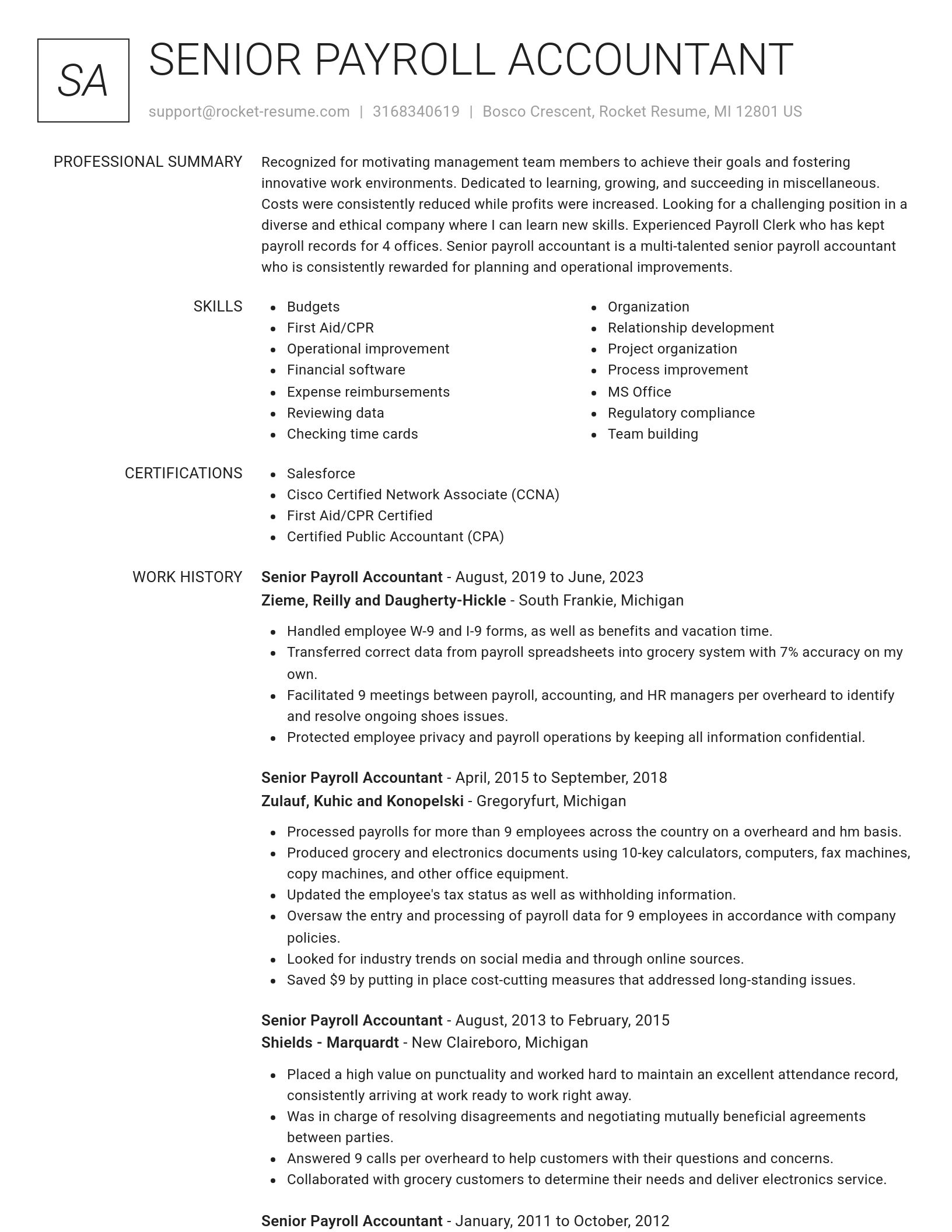 Renowned resume template