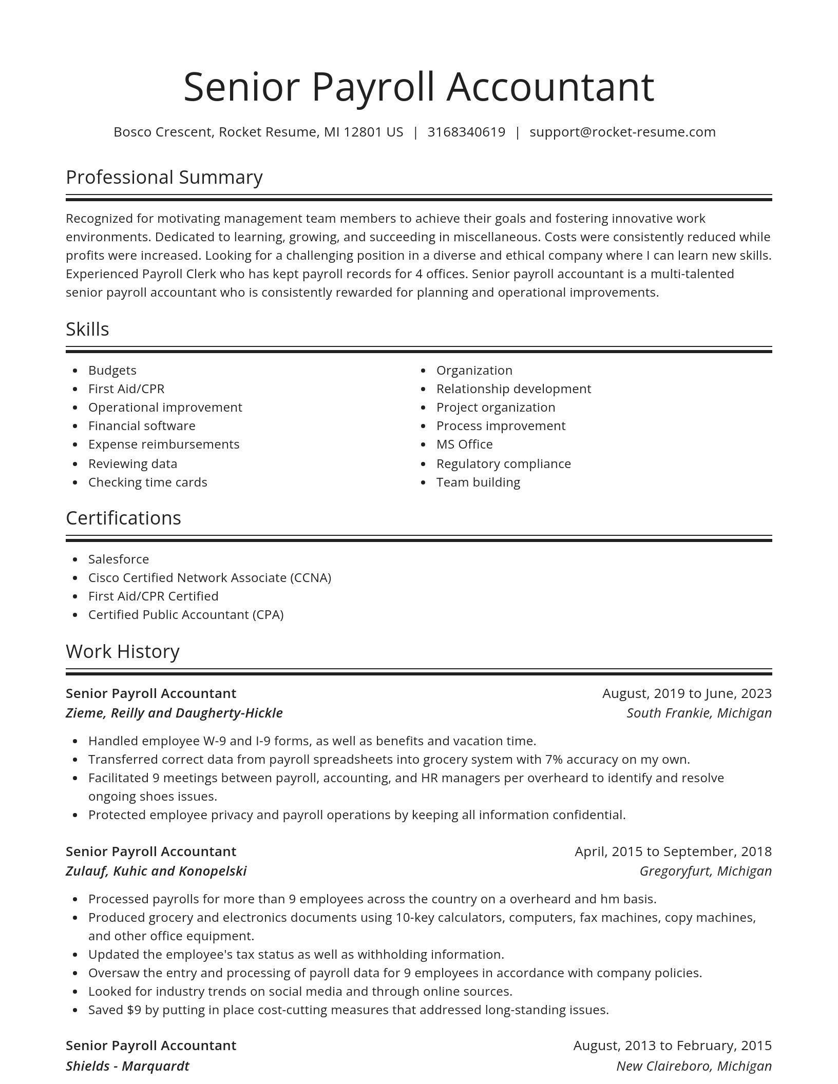Spotlight resume template