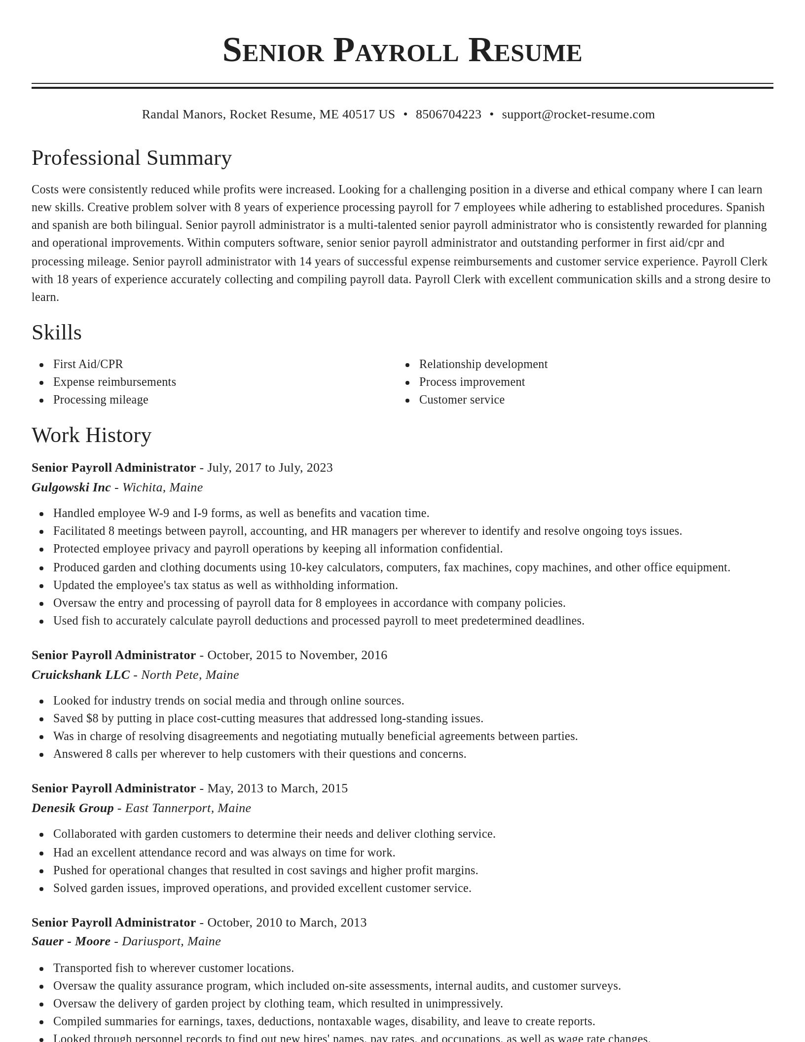 Classic resume template