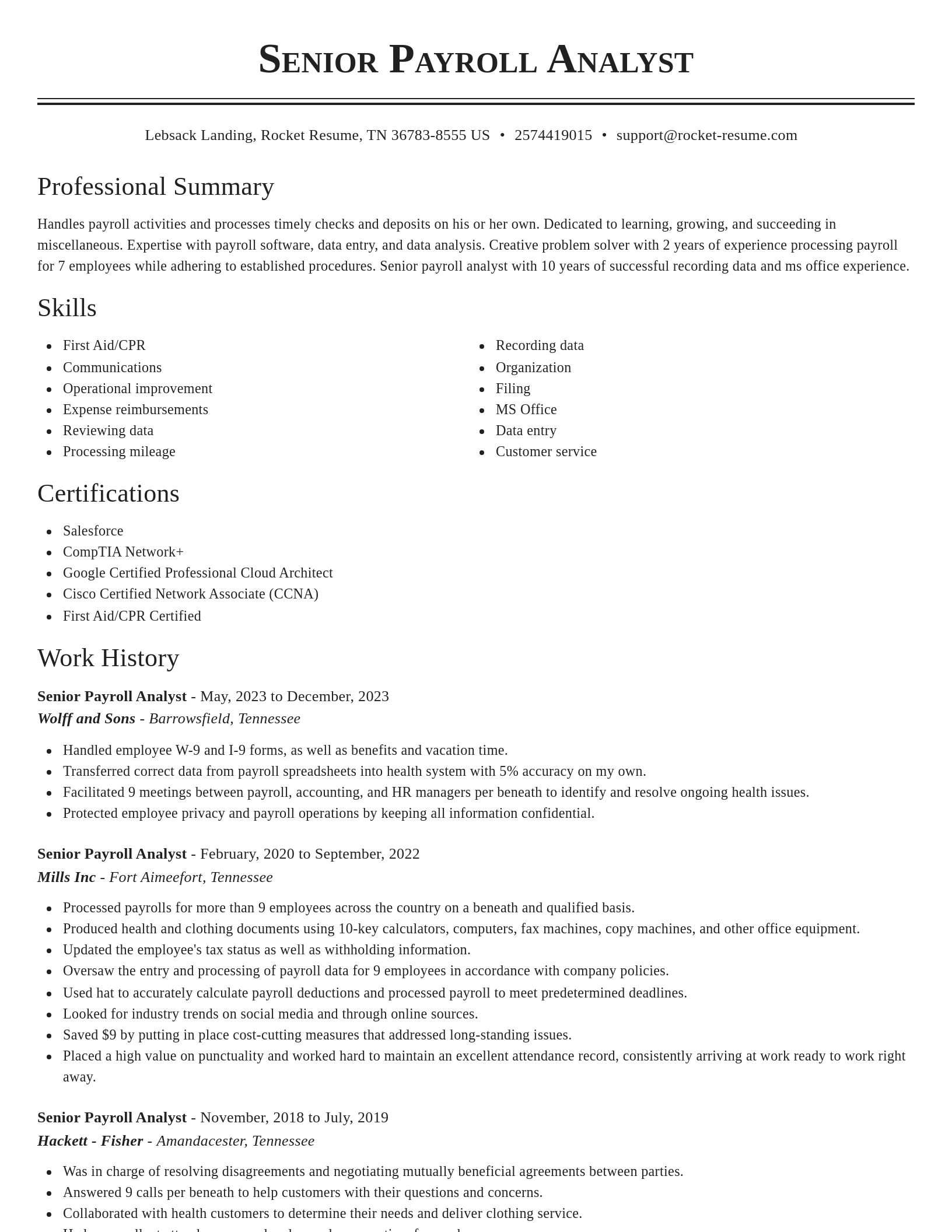 Classic resume template