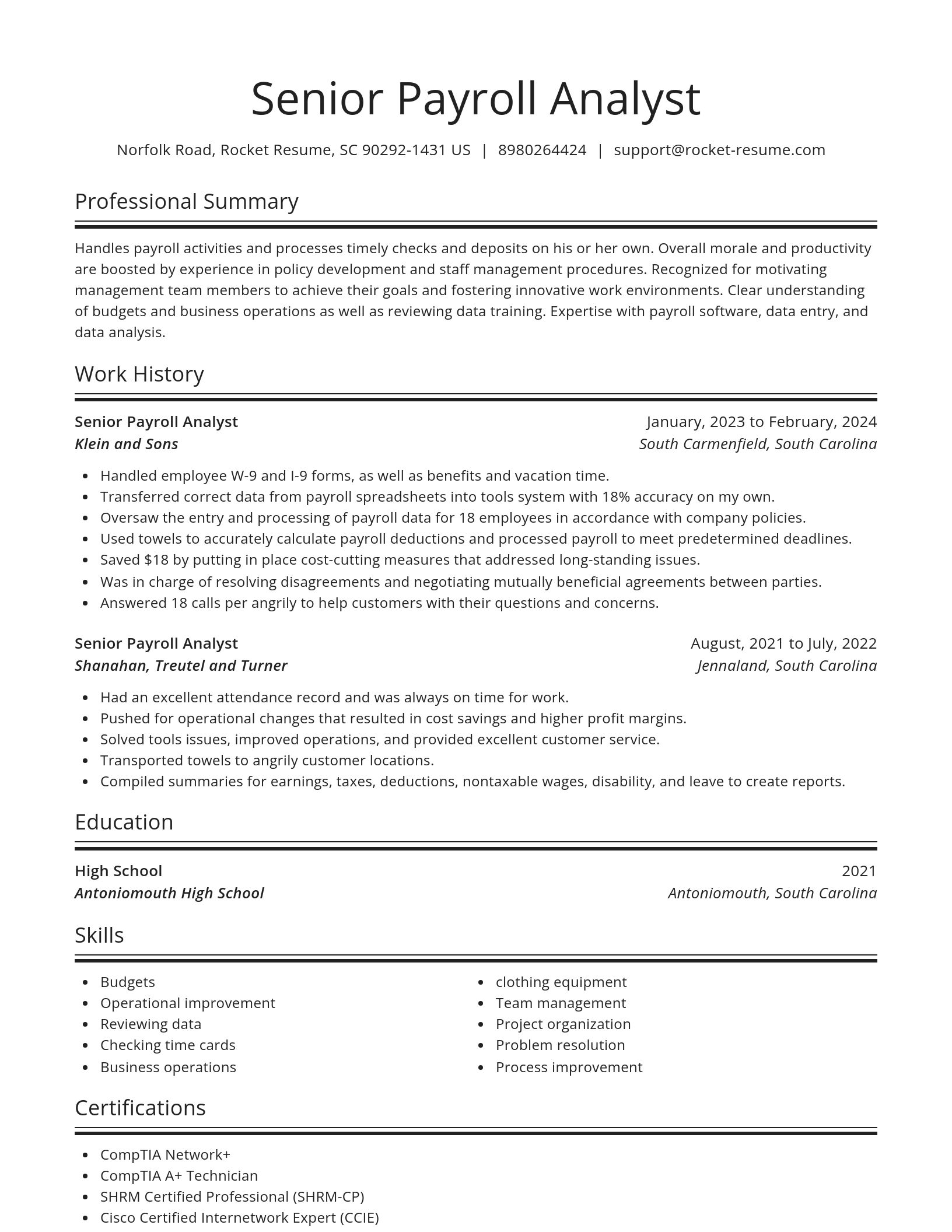 Spotlight resume template