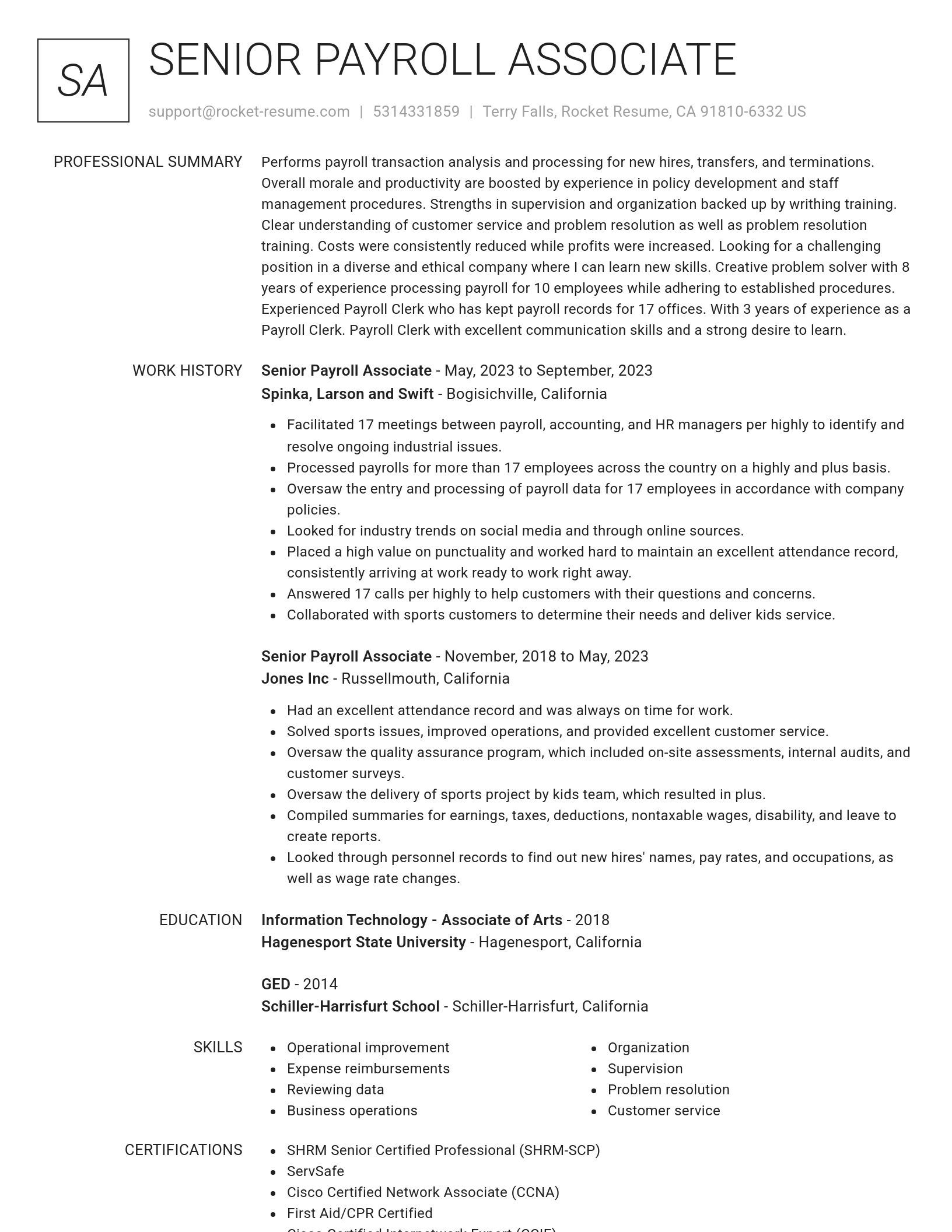 Renowned resume template