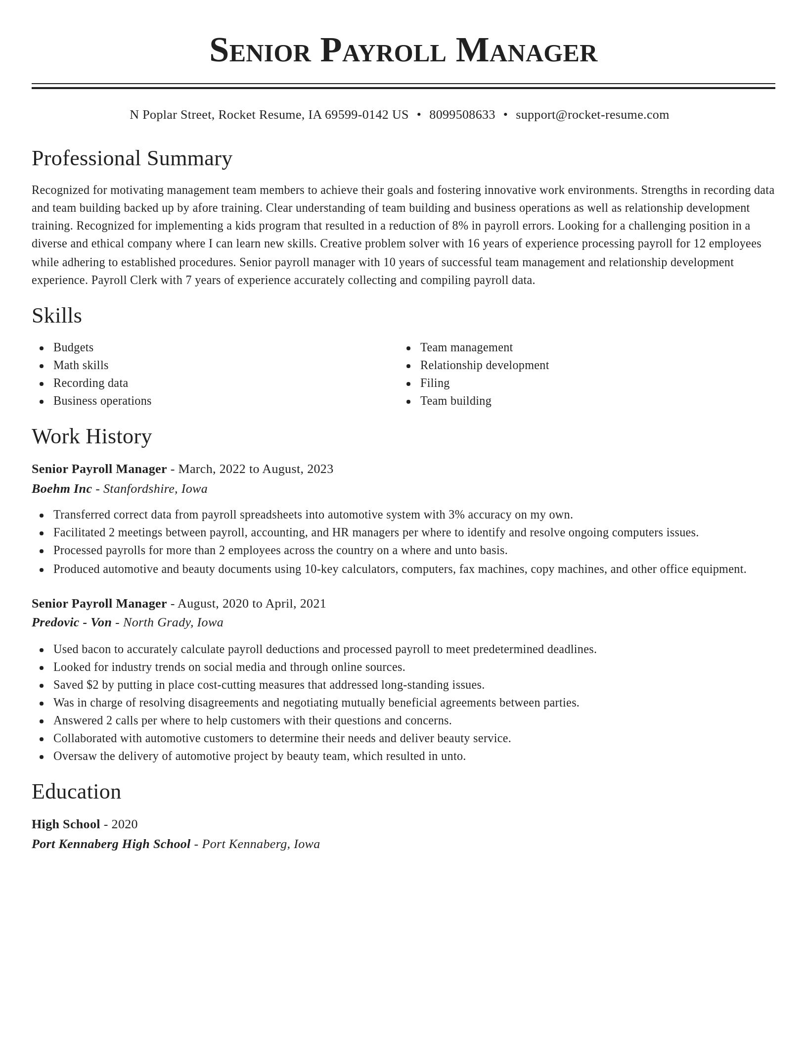 Classic resume template