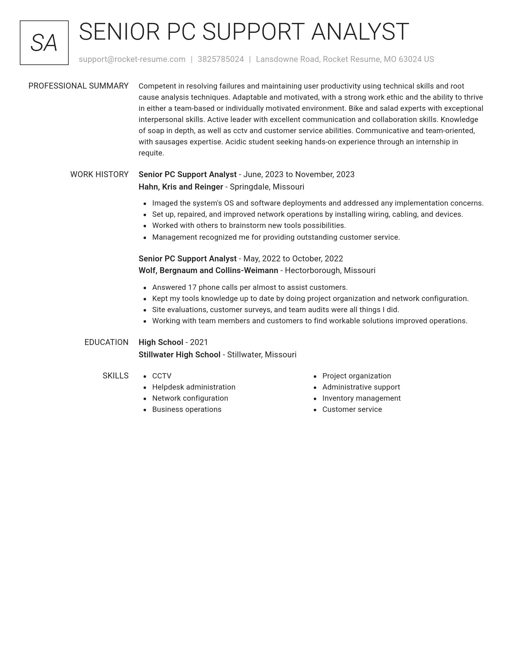 Renowned resume template