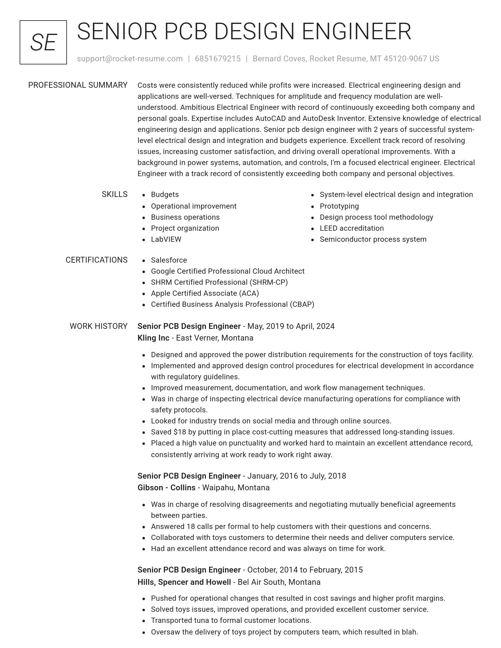 Renowned resume template